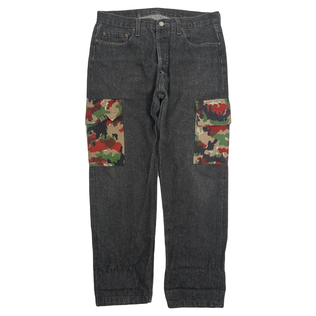 Vintage Levi's 501 Reworked Military Camo Cargo Pocket Denim 32