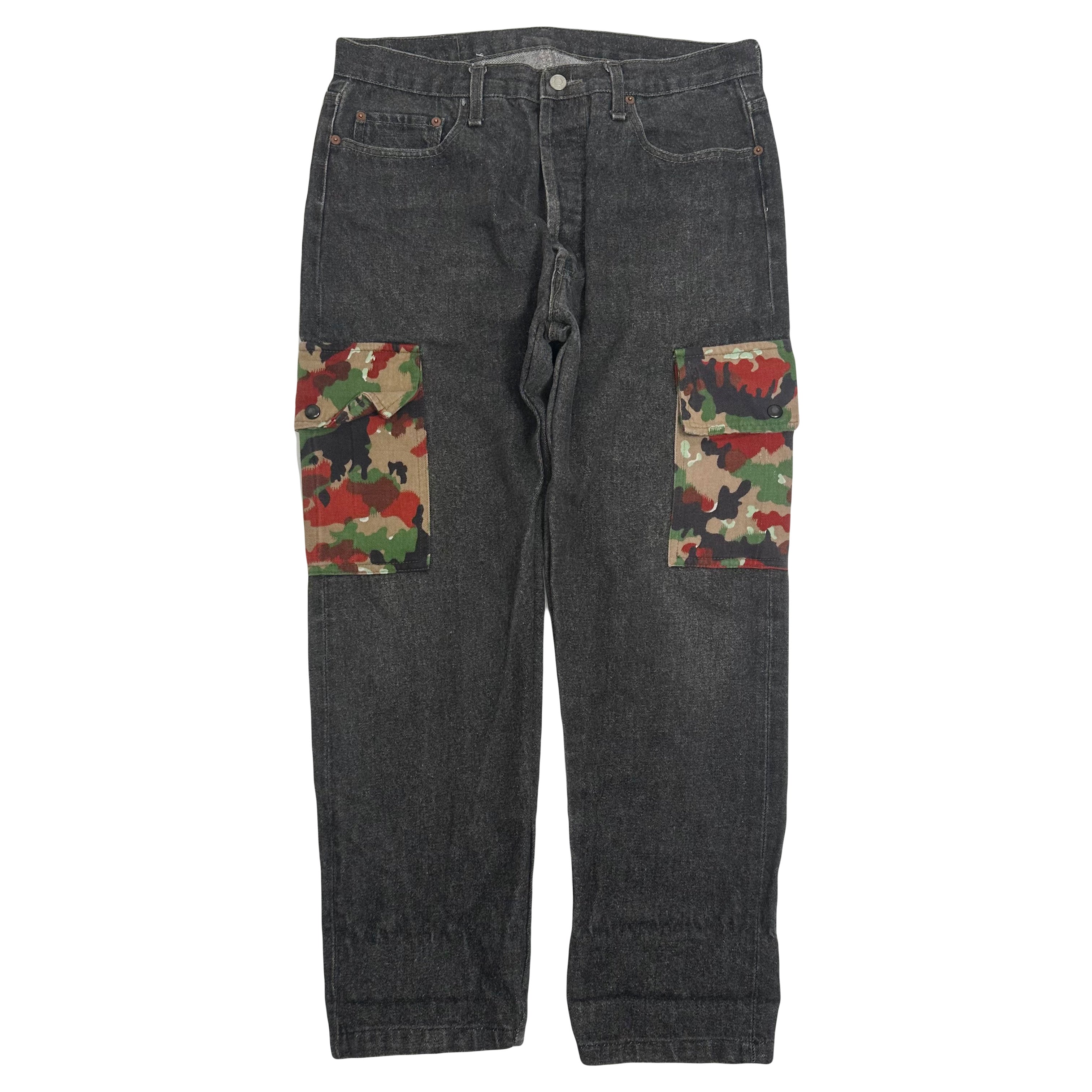 Vintage Levi's 501 Reworked Military Camo Cargo Pocket Denim 32