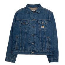 Load image into Gallery viewer, Carhartt Denim Sherpa Lined Trucker Jacket M
