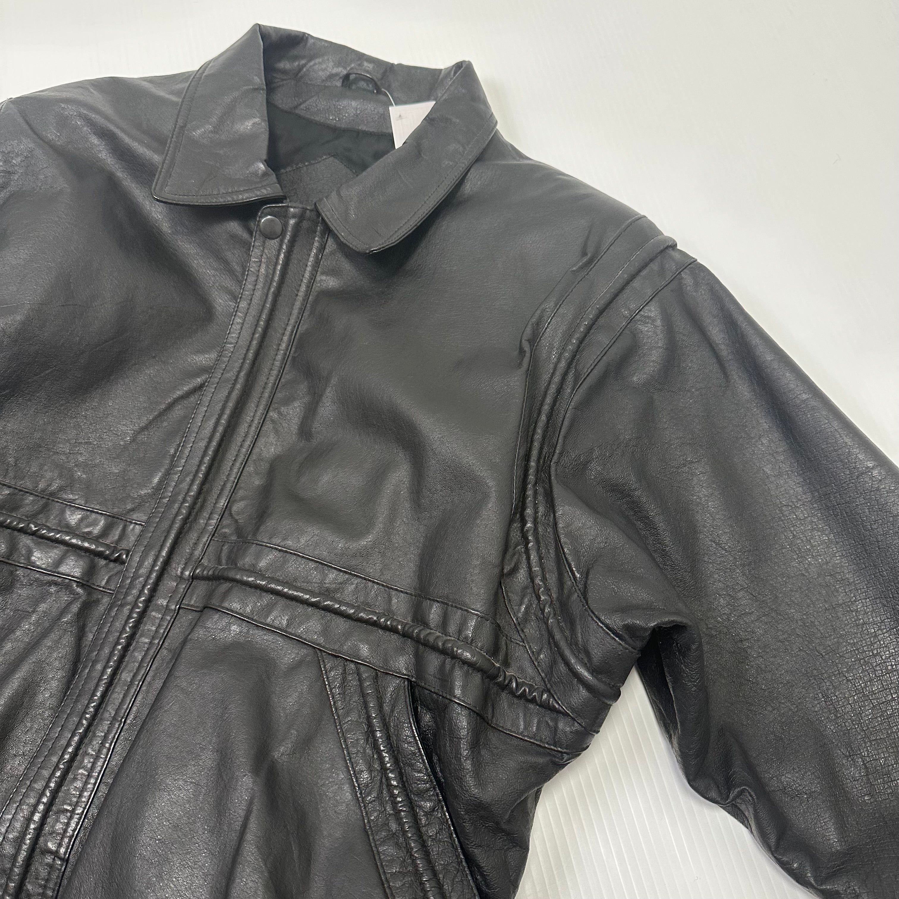 Vintage Leather Bomber Jacket L