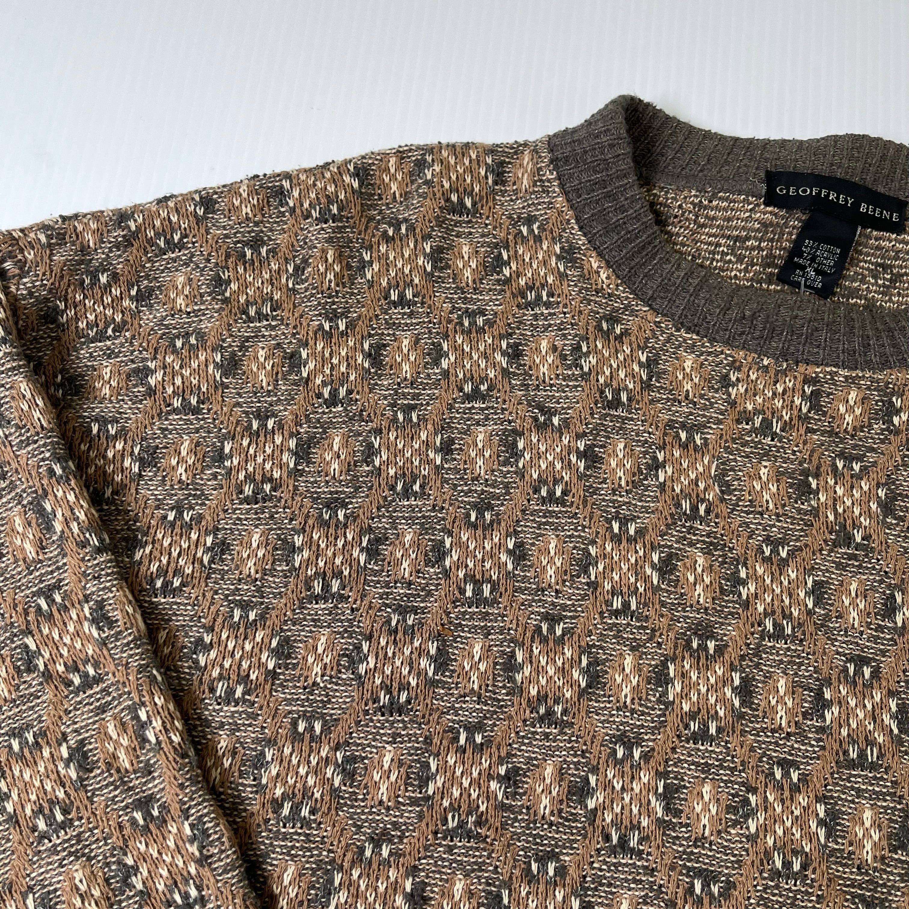 Vintage Geoffrey Beene Pattern Knit Sweater XL