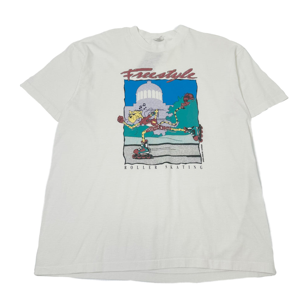 1996 Freestyle Roller Skating Cat Graphic Tee L