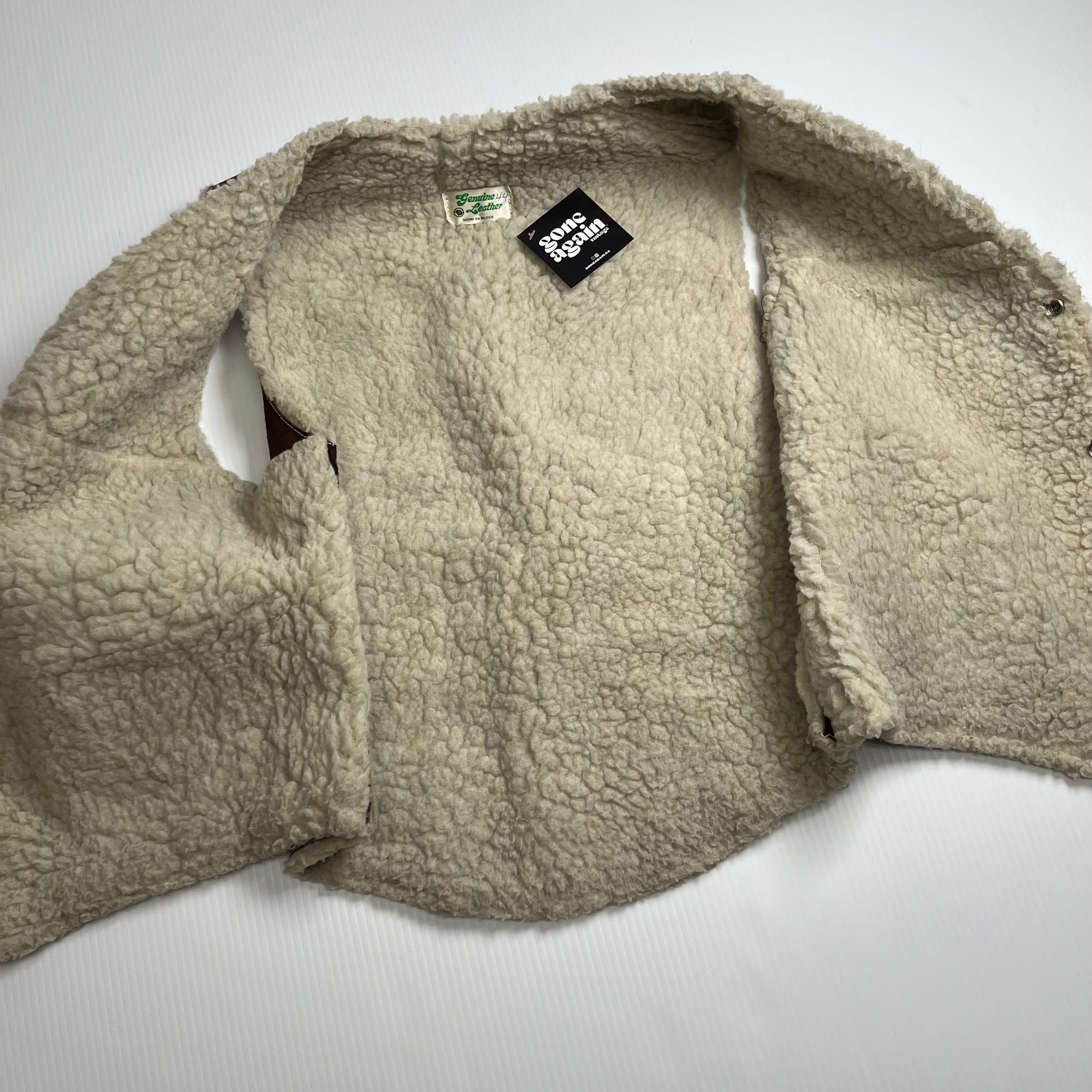 Vintage Sherpa Lined Leather Western Vest L