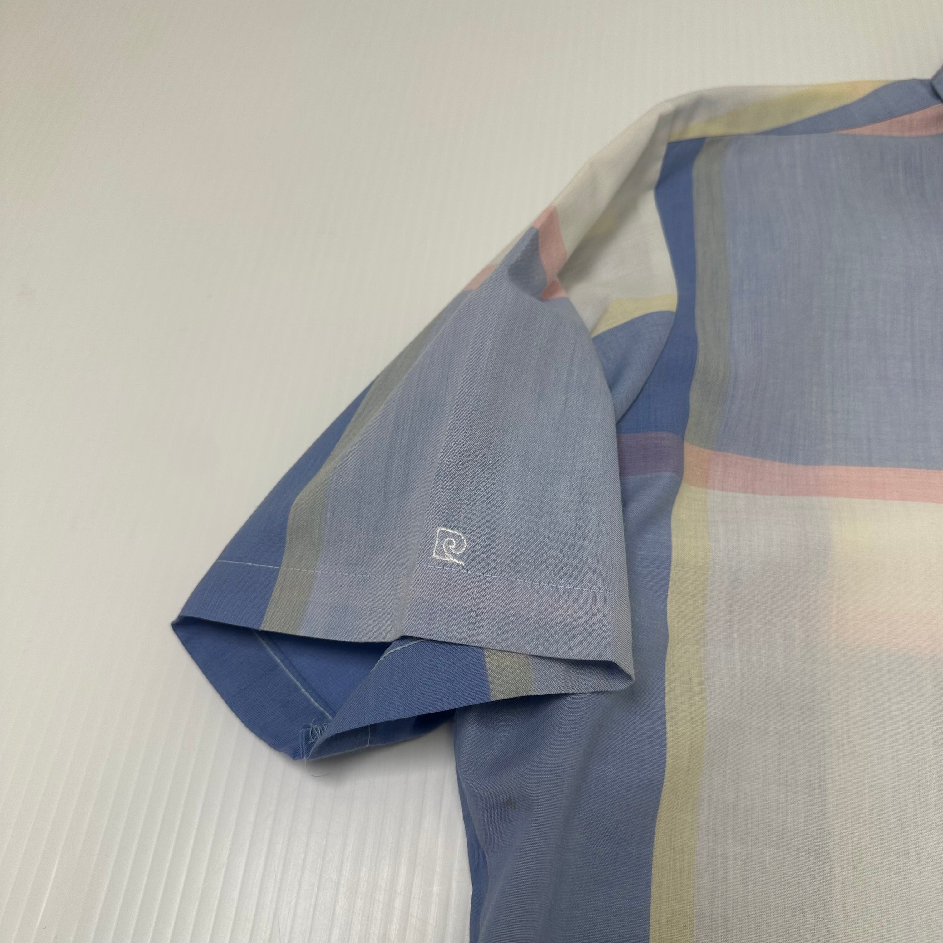 Vintage Pierre Cardin Pastel Plaid Short Sleeve Button Up M