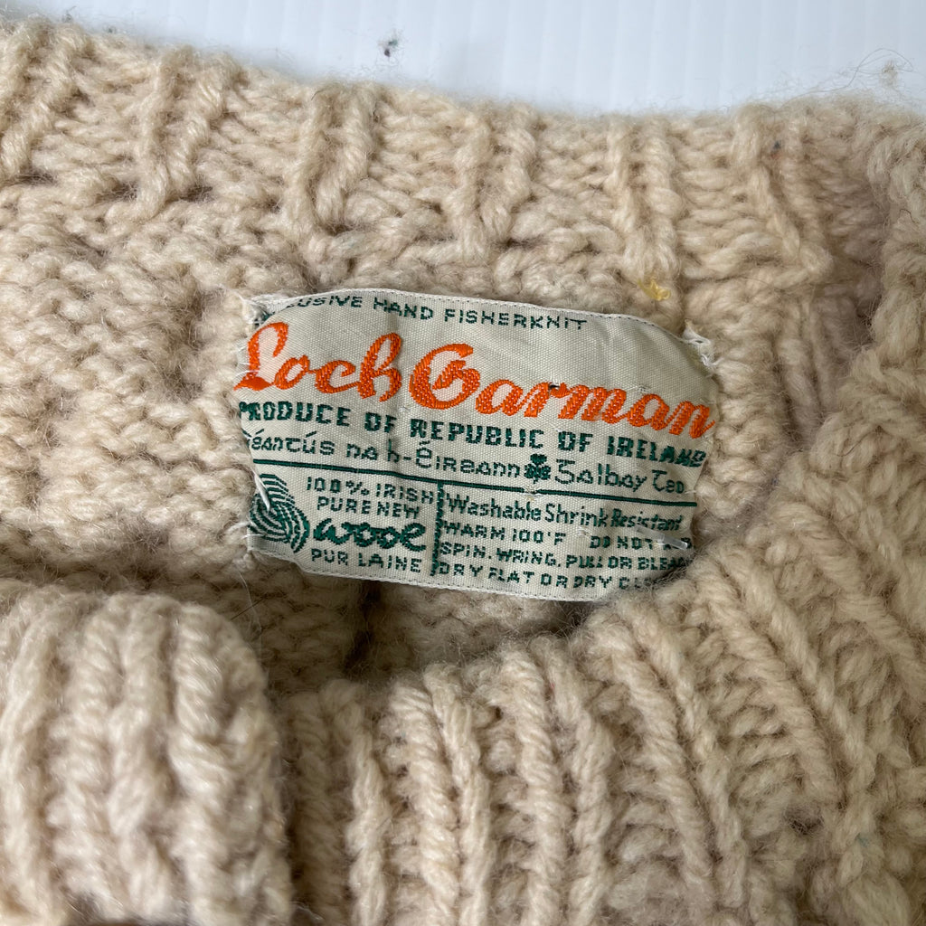 Vintage Loch Garman Ivory Cable Knit Cardigan Sweater M
