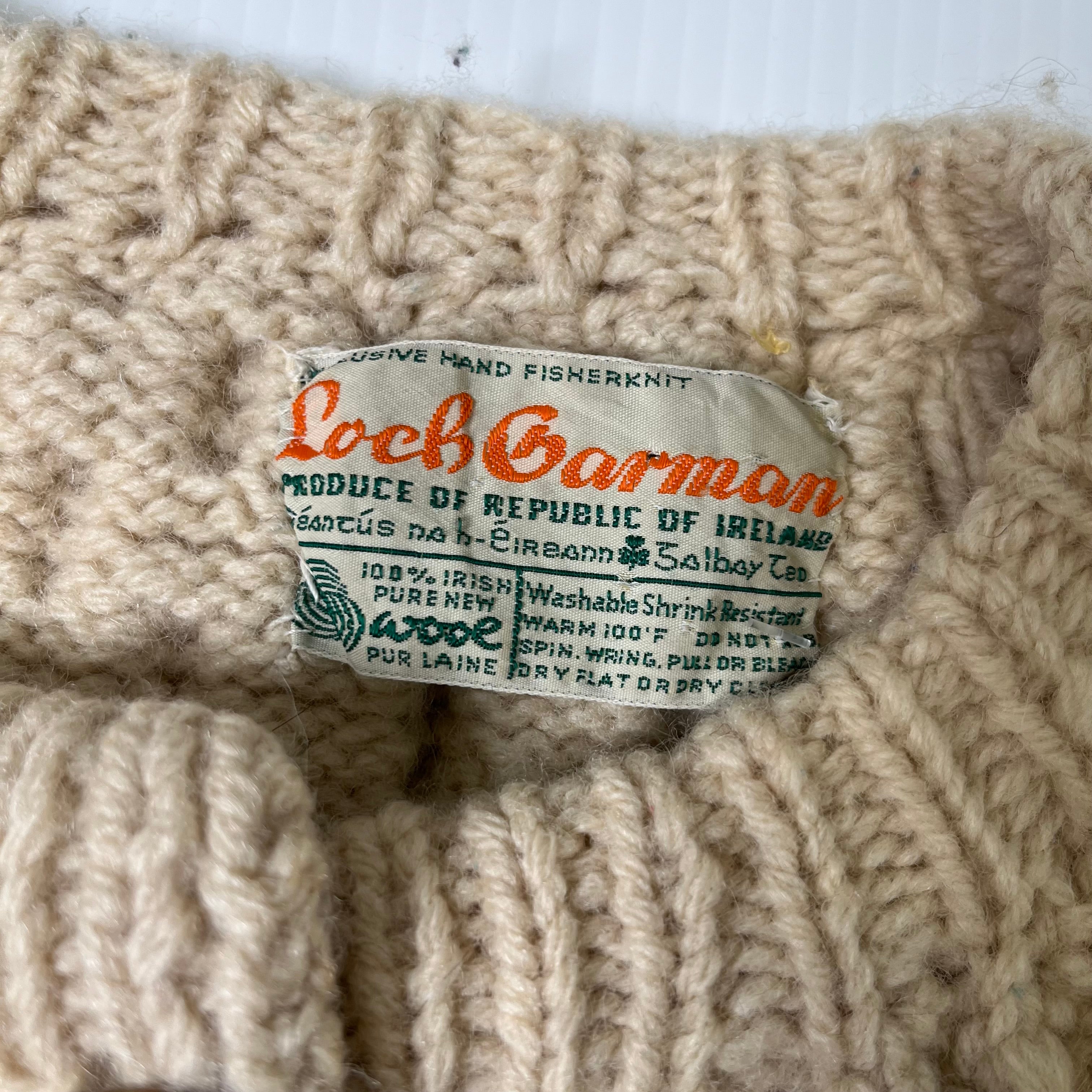 Vintage Loch Garman Ivory Cable Knit Cardigan Sweater M
