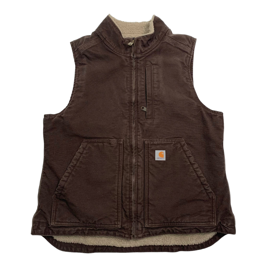 Carhartt Brown Sherpa Lined Denim Vest M