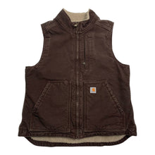 Load image into Gallery viewer, Carhartt Brown Sherpa Lined Denim Vest M

