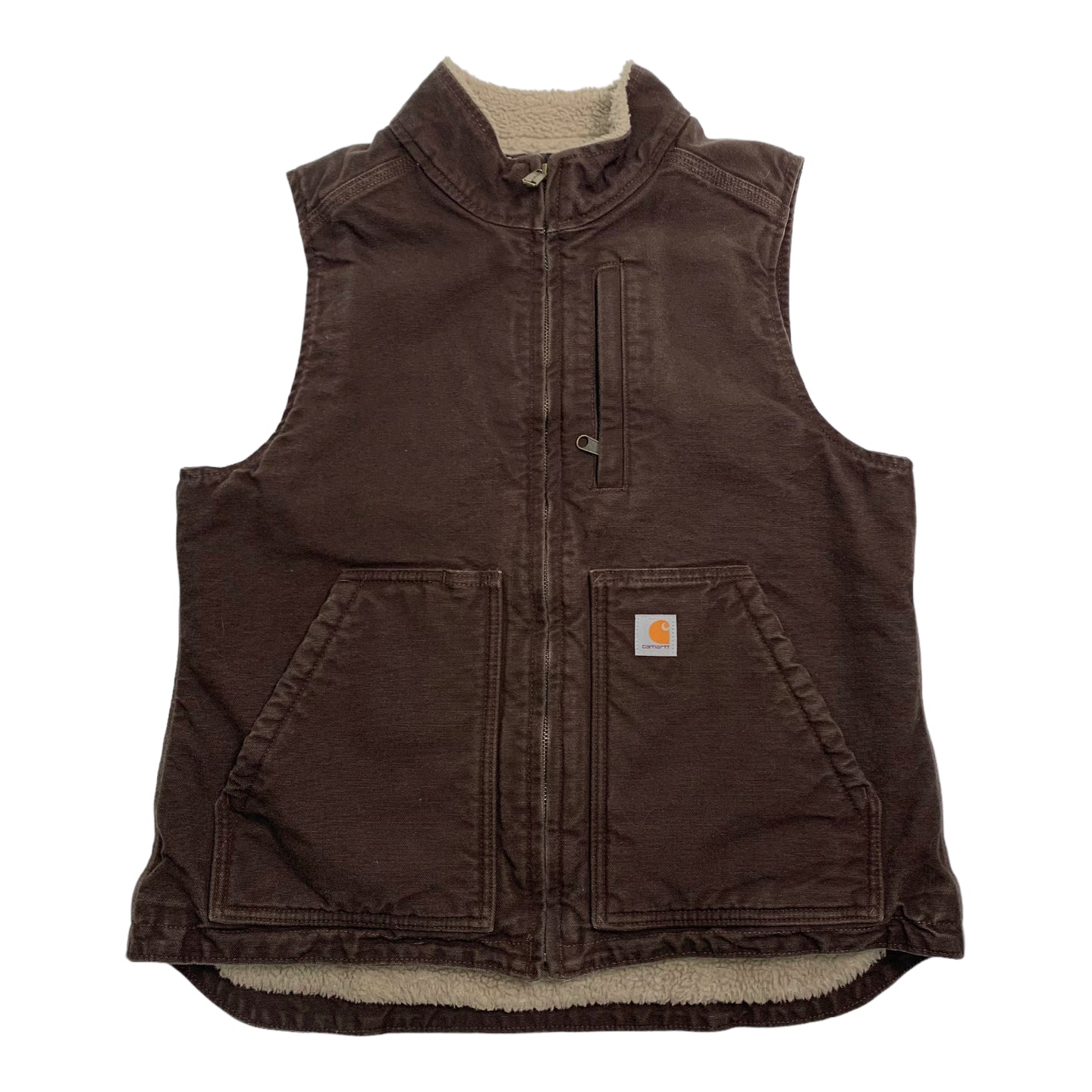 Carhartt Brown Sherpa Lined Denim Vest M