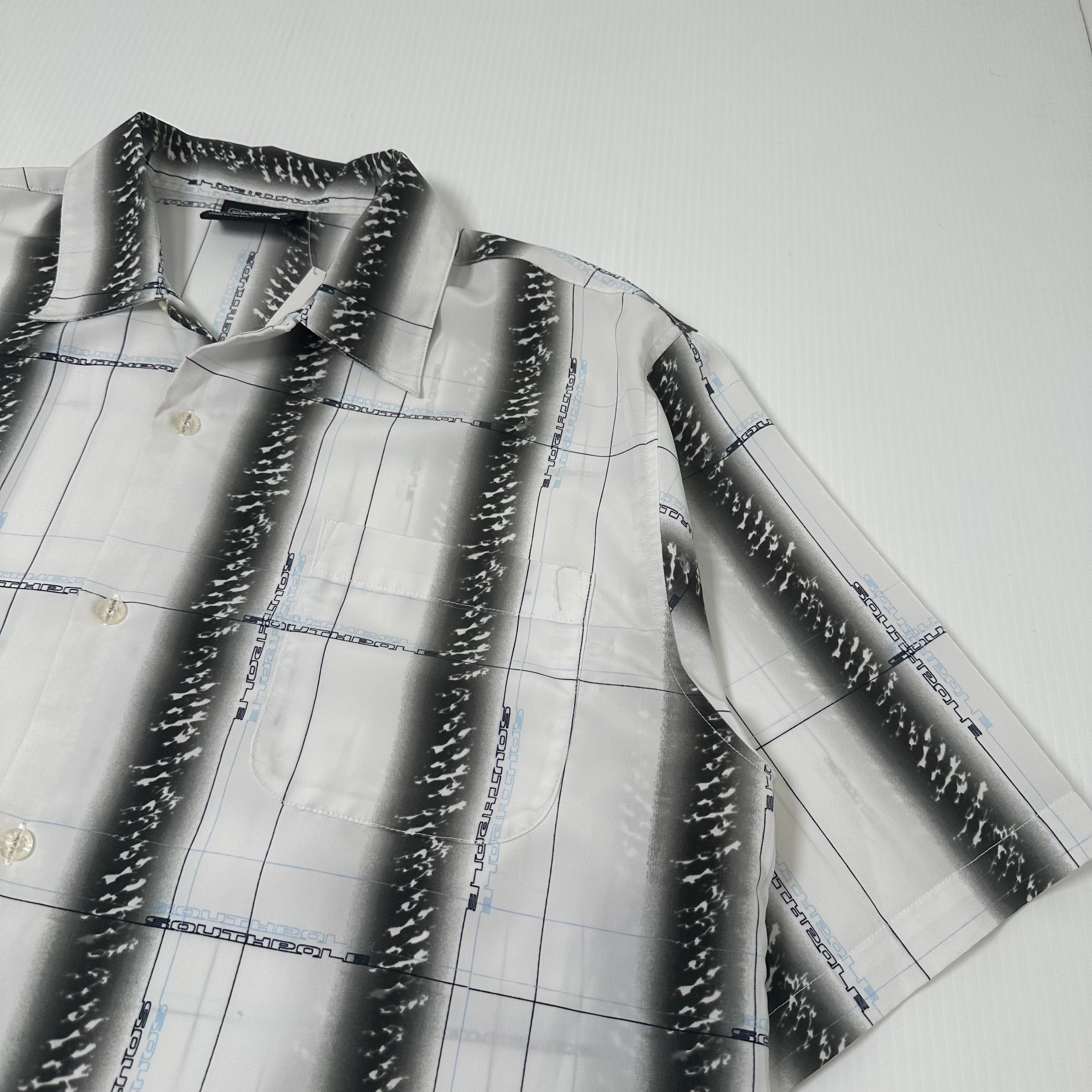 Y2K SouthPole Striped Short Sleeve Button Up L