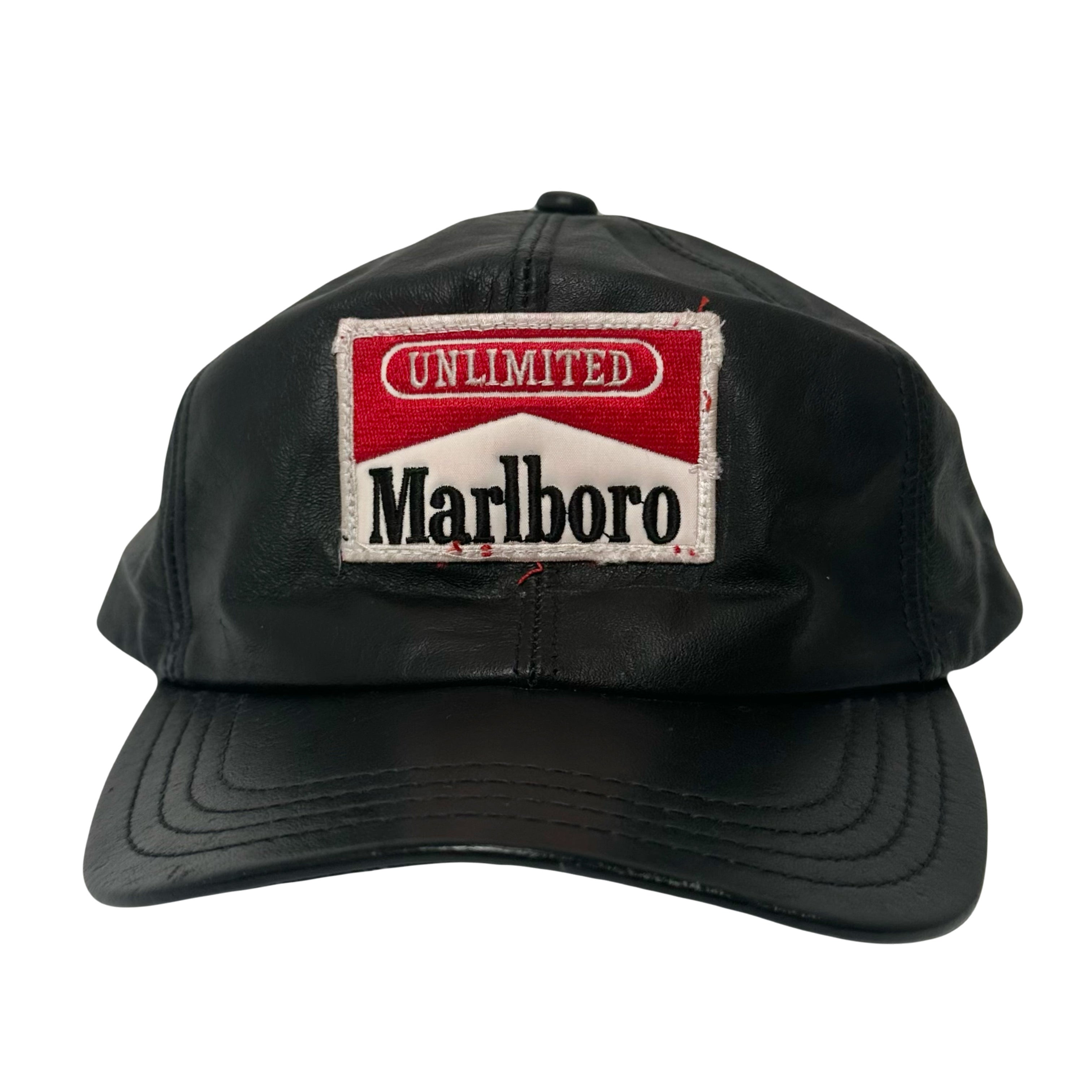Vintage Marlboro Patch Leather Strapback Hat