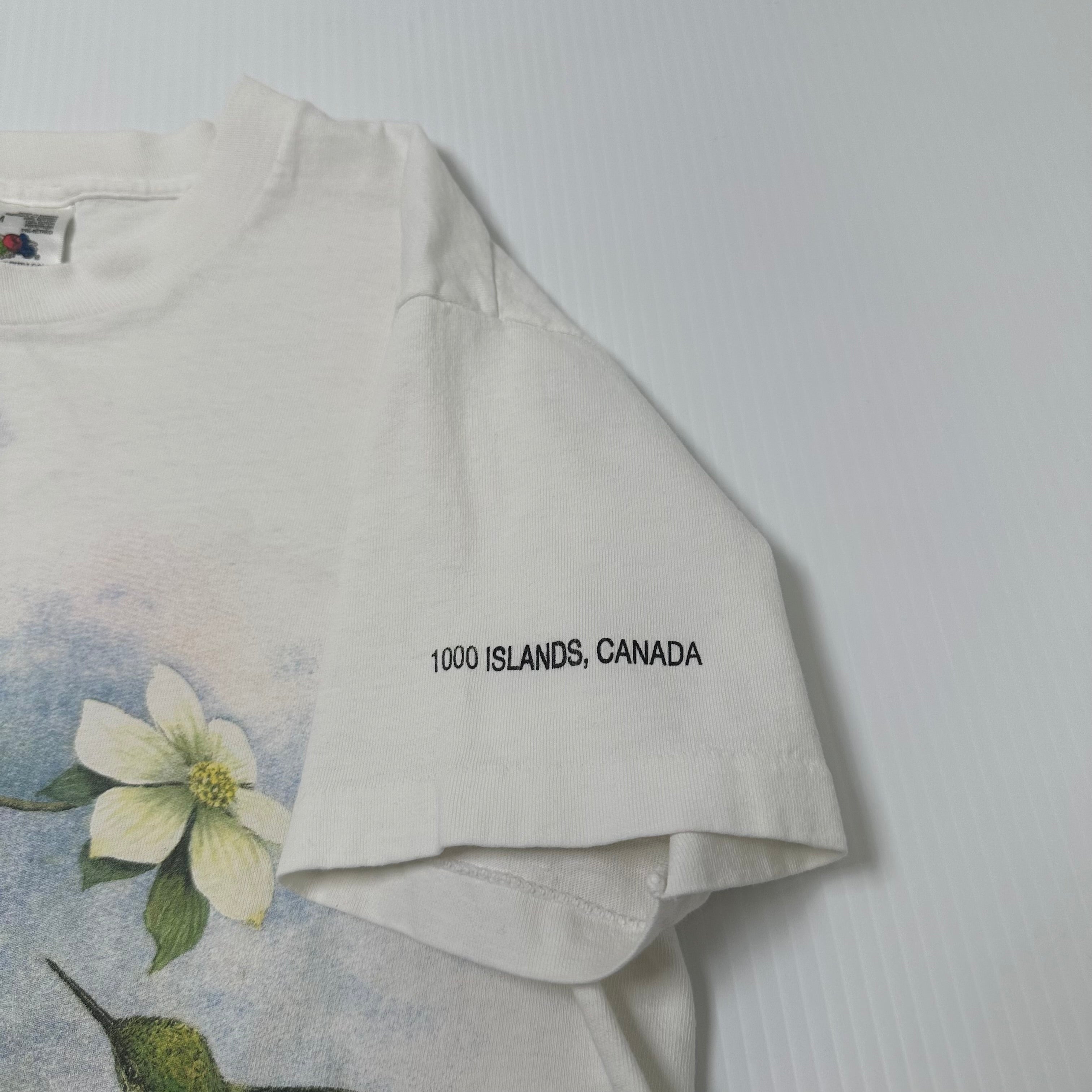 Vintage Sue Coleman Hummingbird Art Tee Cropped M