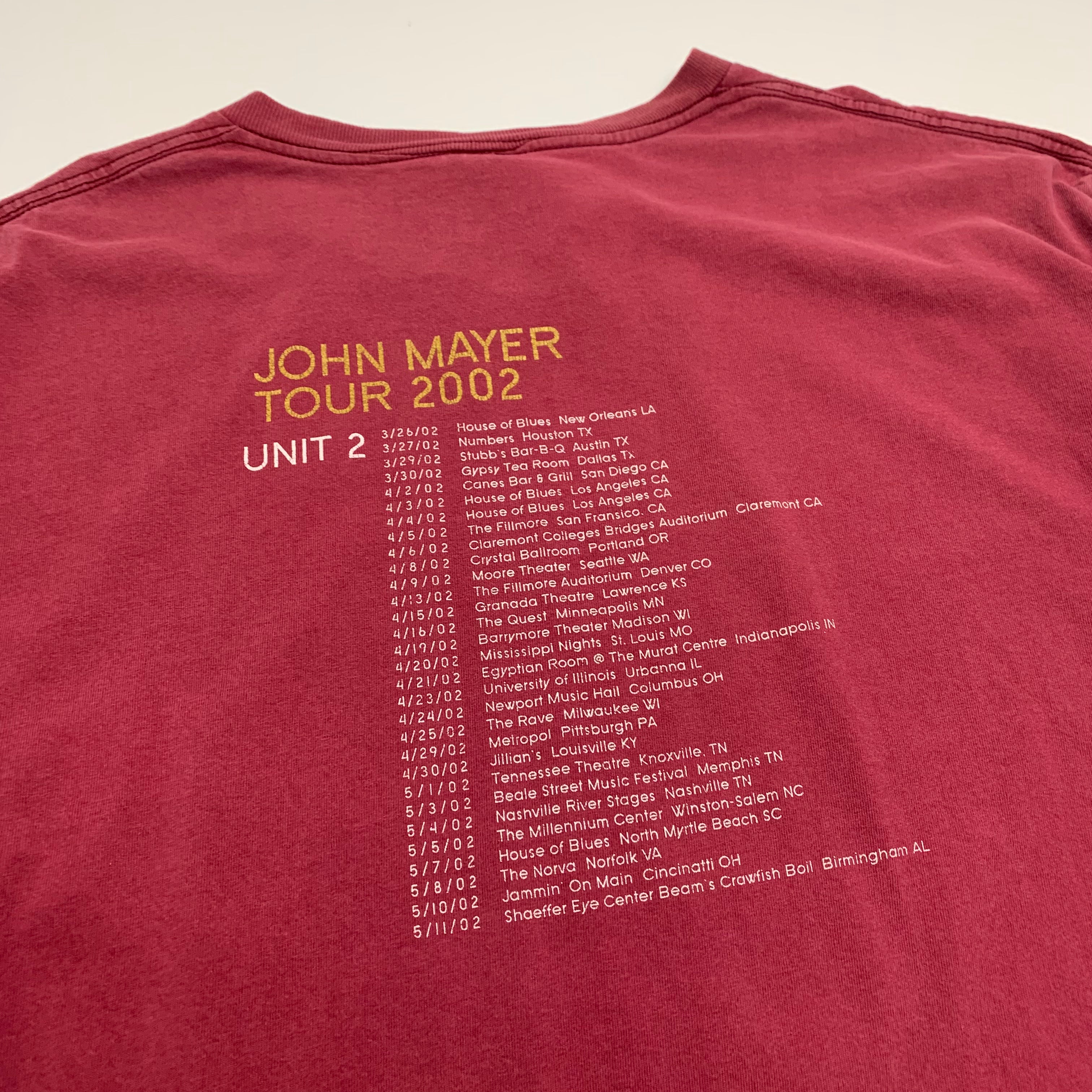 2002 John Mayer Tour Tee XL