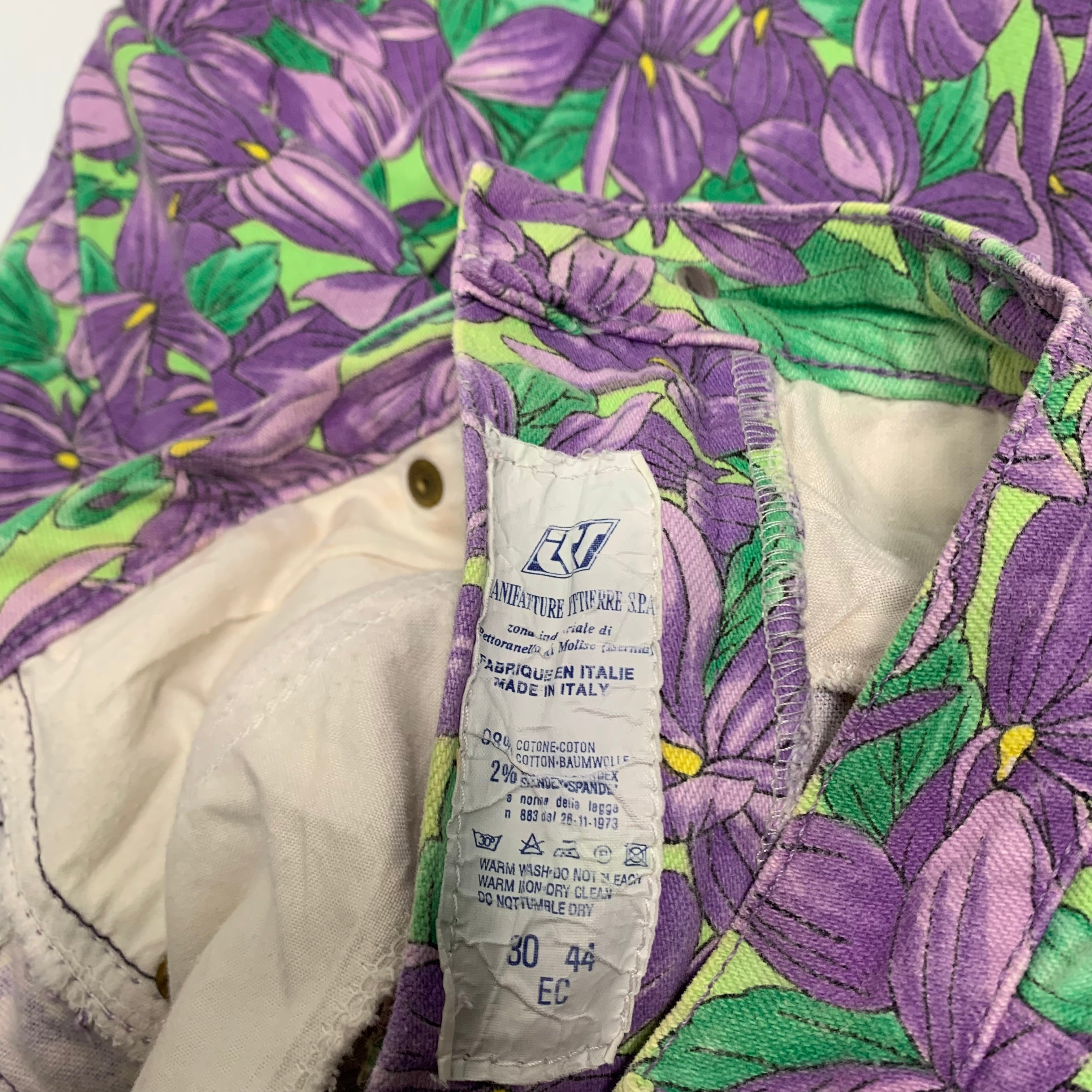 90s Versace Floral Print Denim 29