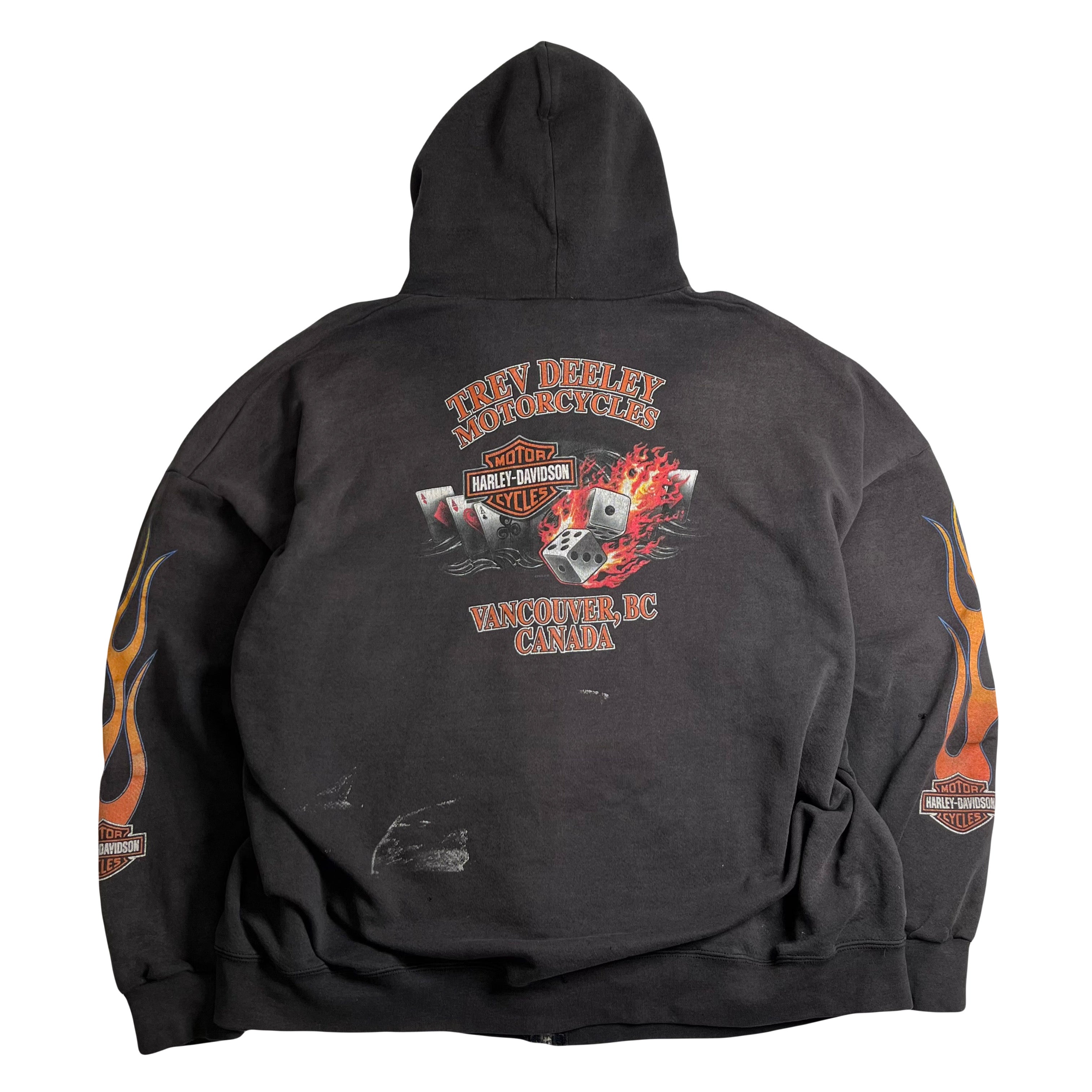 Vintage Harley Davidson Vancouver Flame Zip Hoodie XXL