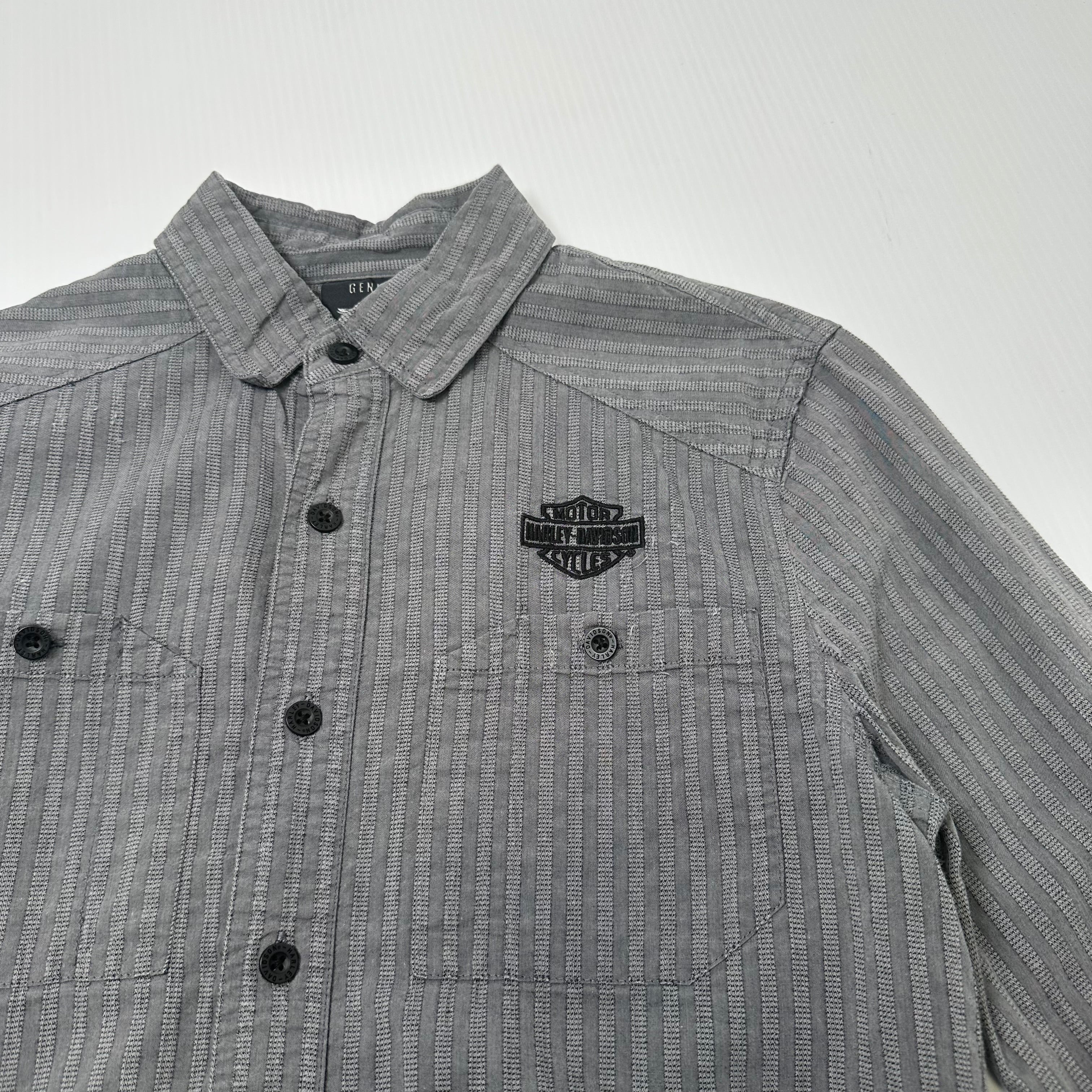 Harley Davidson Striped Button Up Shirt S