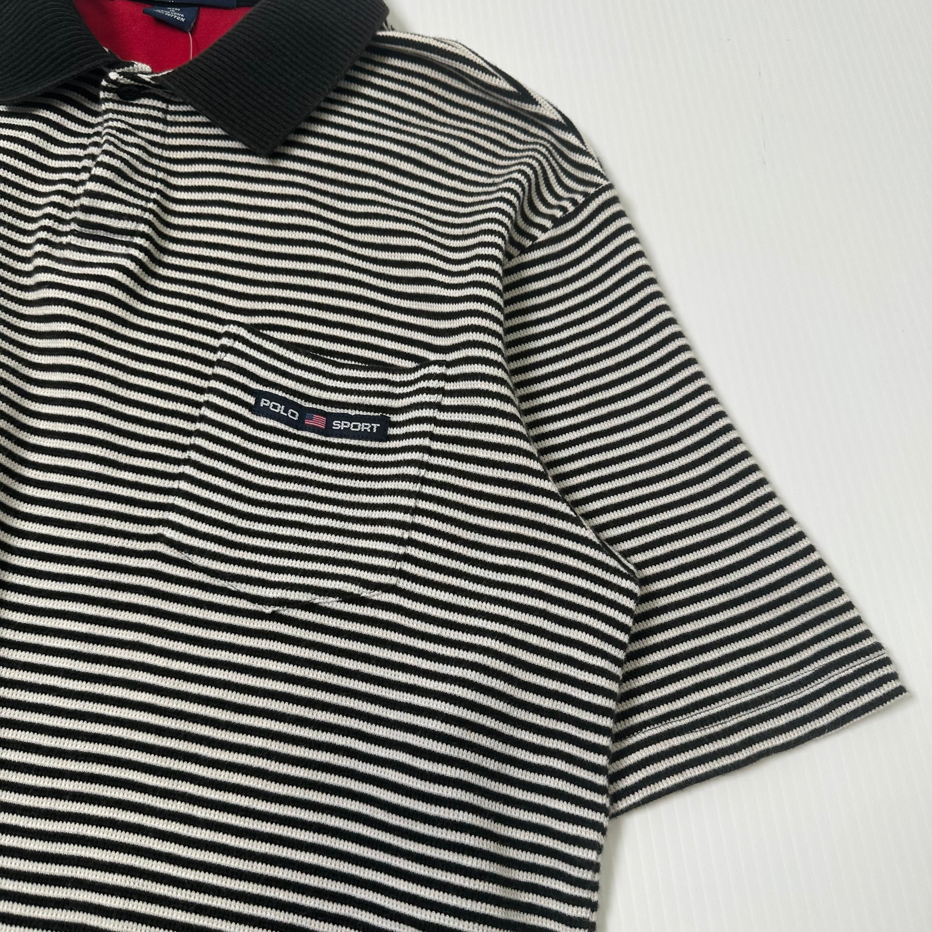 Vintage Polo Sport Striped Pocket Polo Shirt M