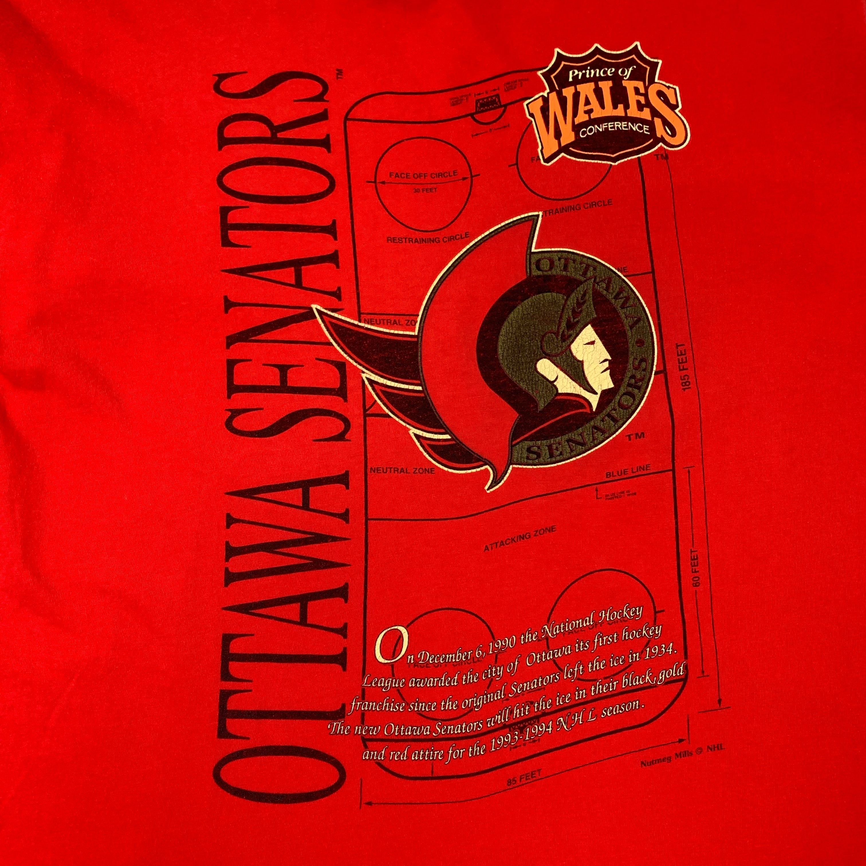 Vintage Nutmeg Ottawa Senators NHL Graphic Tee L