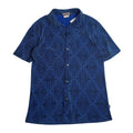 Vintage Ymlo Illusion Abstract Pattern Short Sleeve Plisse Button Up M