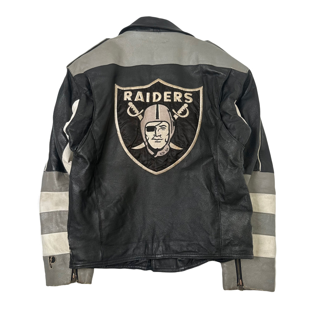 Vintage Pro Player Oakland Raiders Leather Moto NFL Jacket M