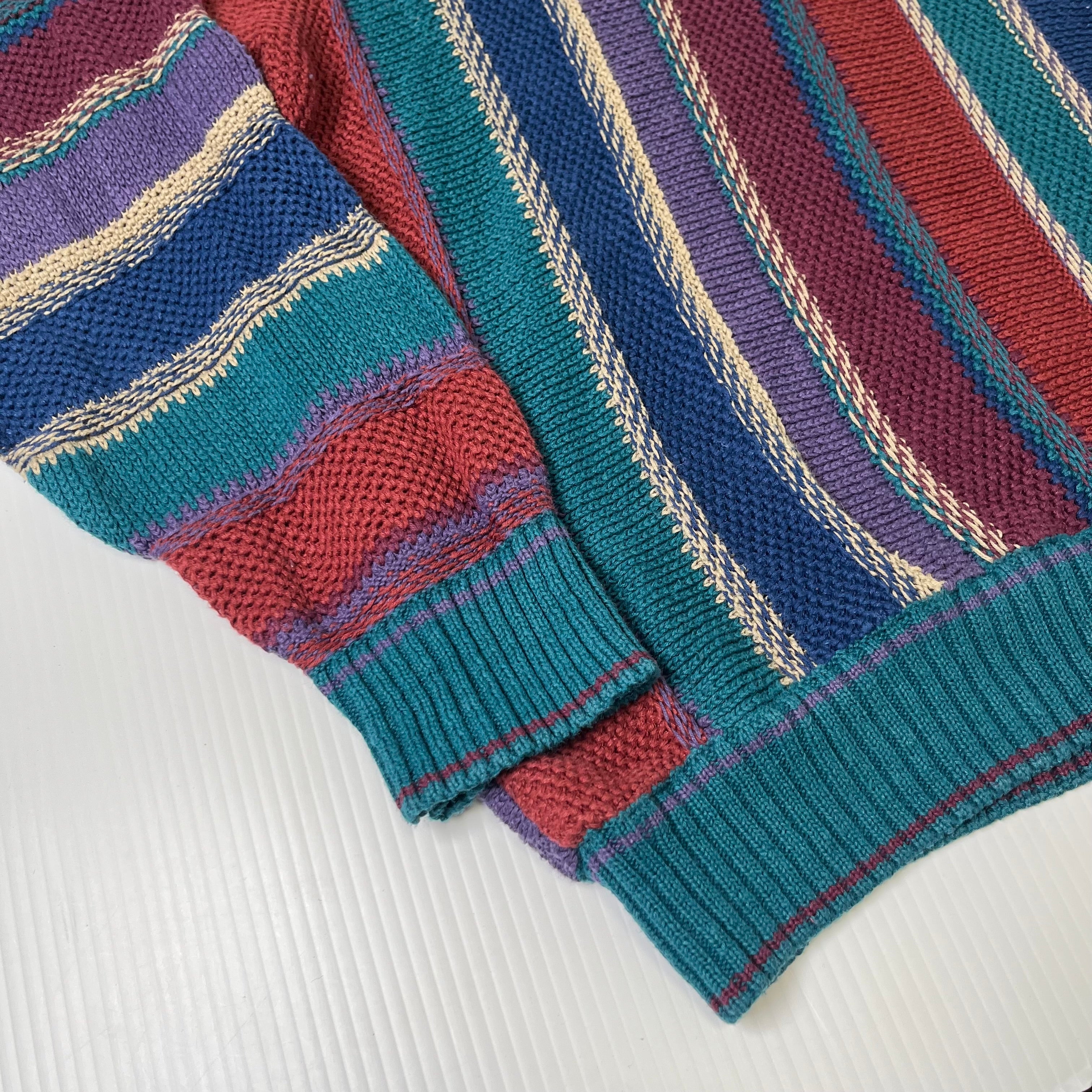 Vintage Cotton Traders Striped 3D Knit Sweater L