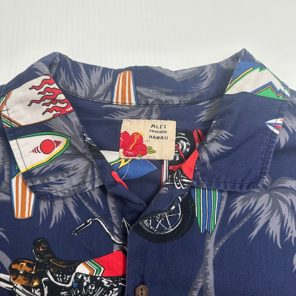 Vintage Surf Motorcycle AOP Short Sleeve Button Up Shirt XXL