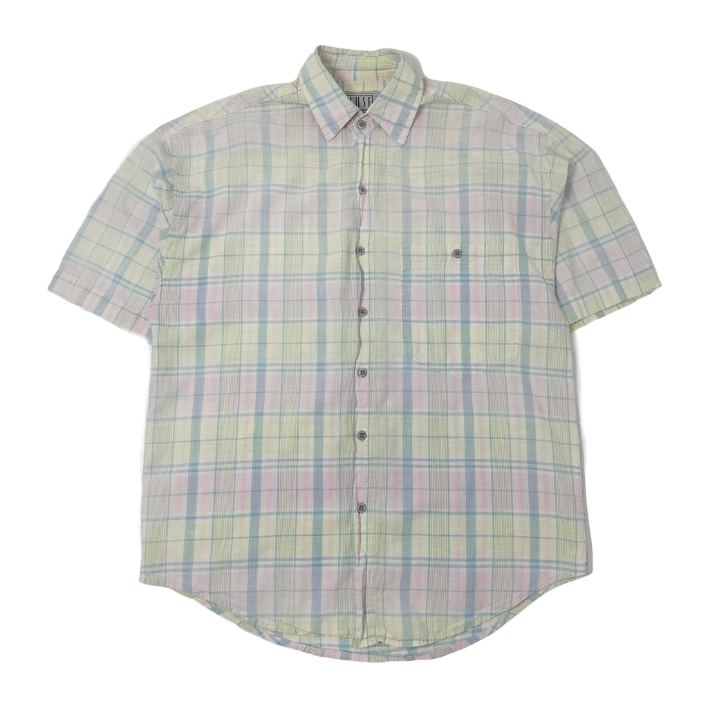 Vintage Pause Pastel Short Sleeve Button Up S