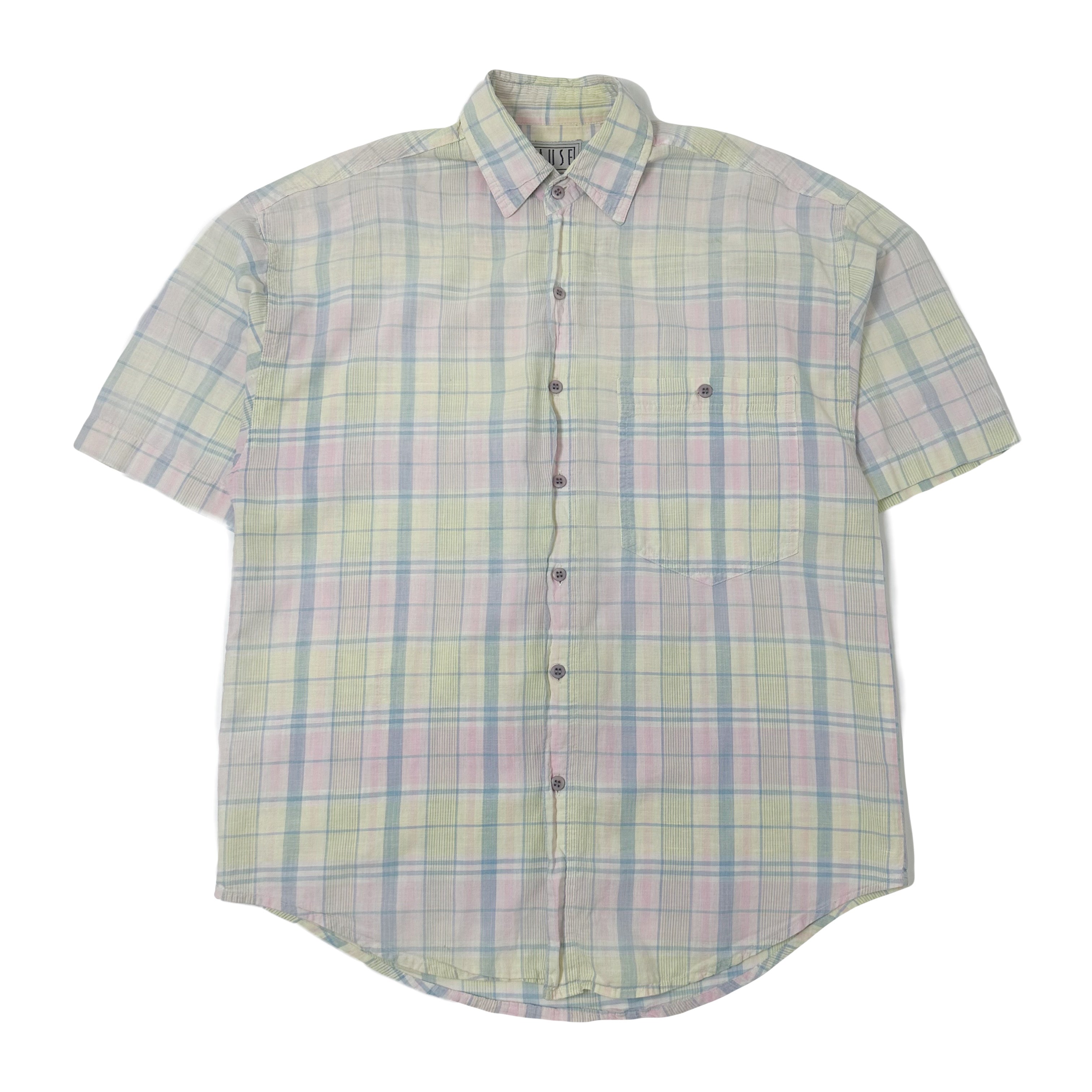 Vintage Pause Pastel Short Sleeve Button Up S