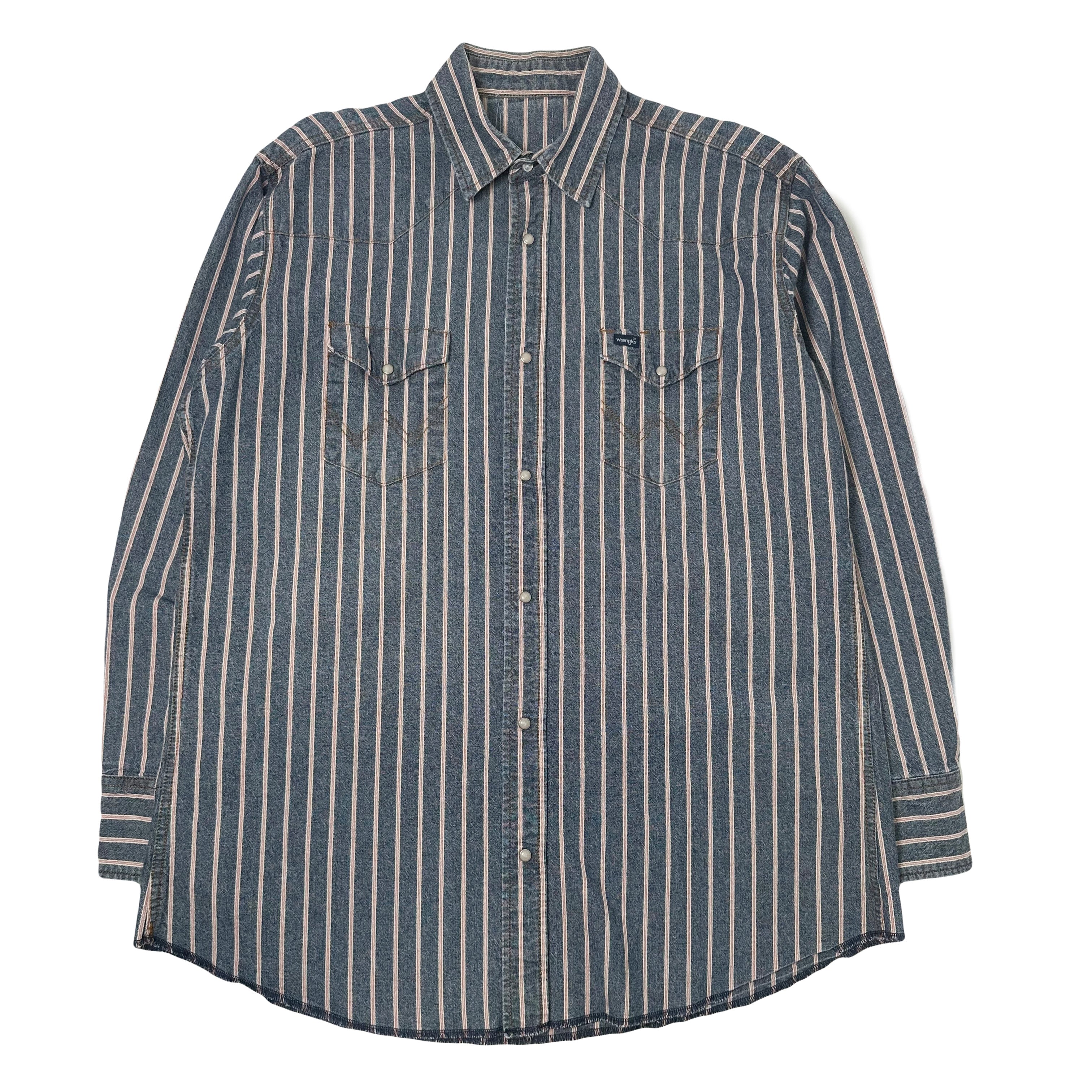 Vintage Wrangler Pinstriped Button Up Shirt XL