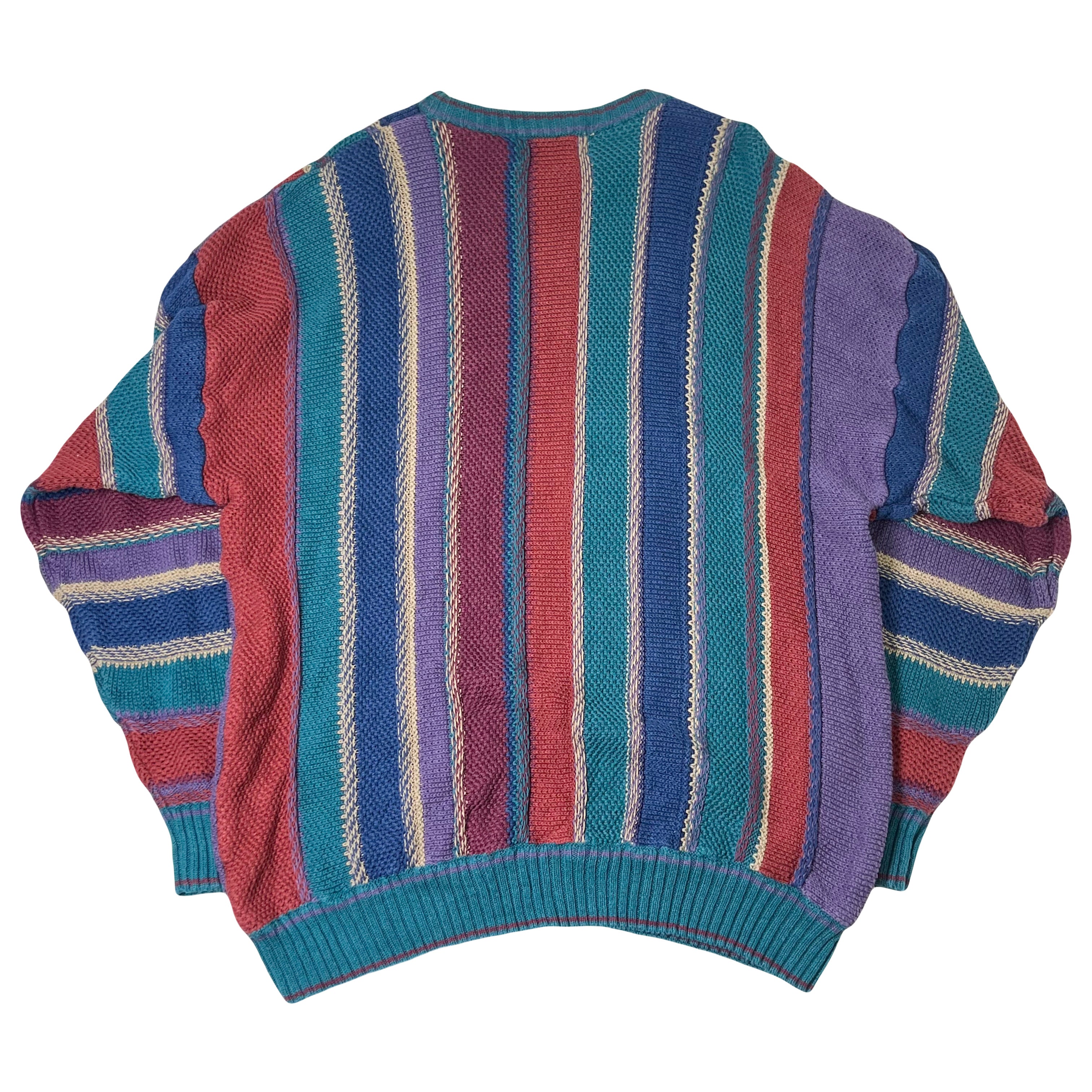 Vintage Cotton Traders Striped 3D Knit Sweater L