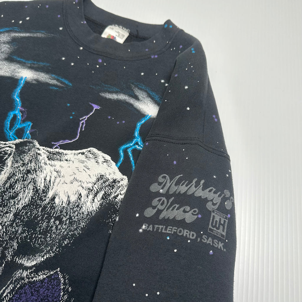 Vintage Lightning Bear AOP Crewneck L