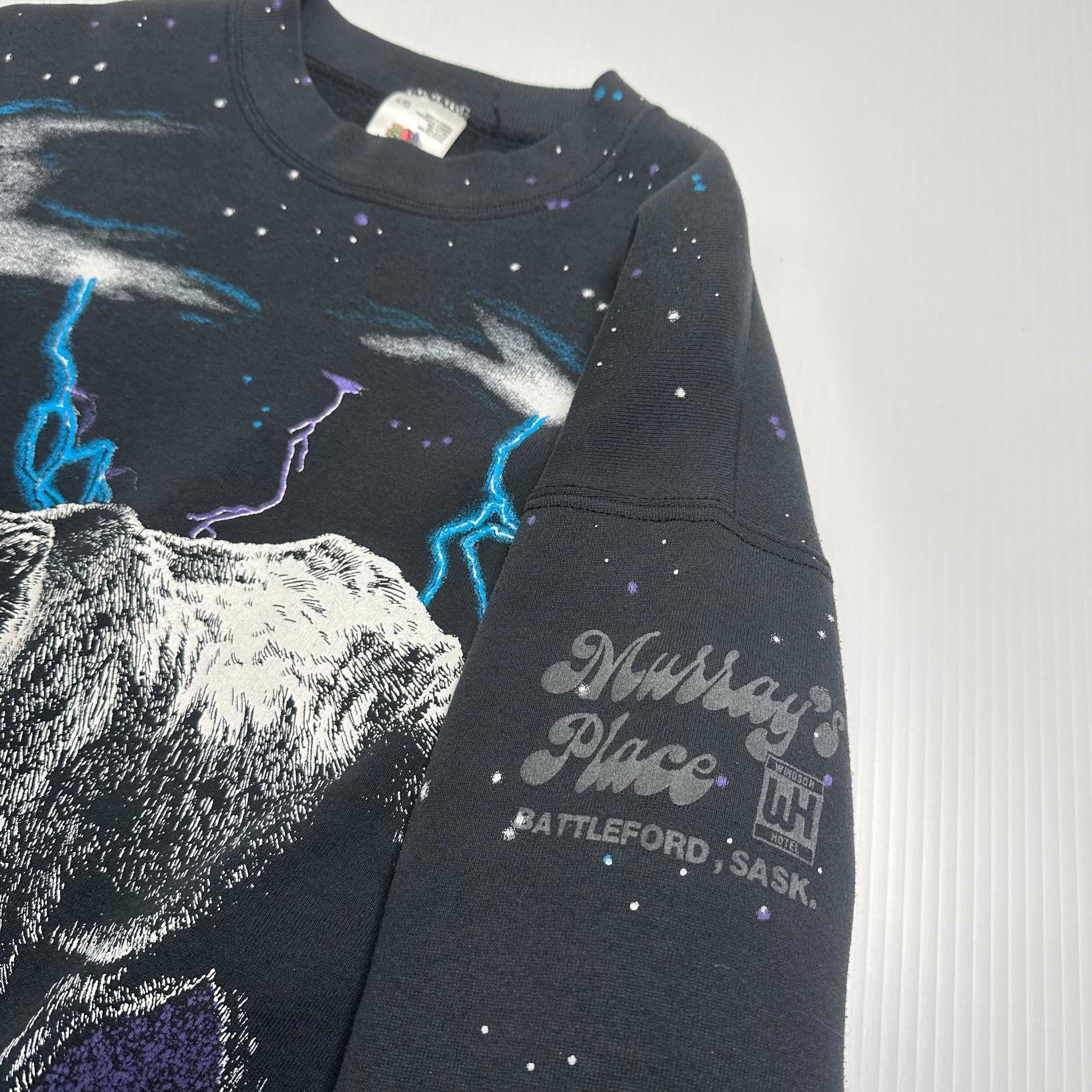 Vintage Lightning Bear AOP Crewneck L