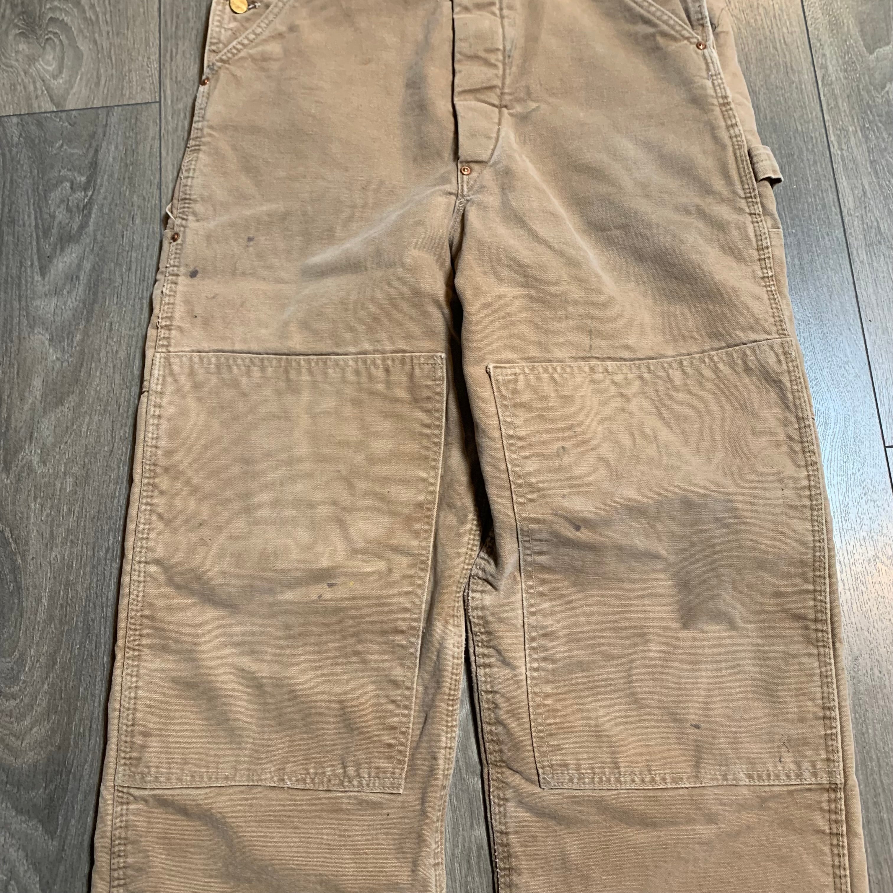 Vintage Faded Brown Carhartt Quilted Overalls 31x29