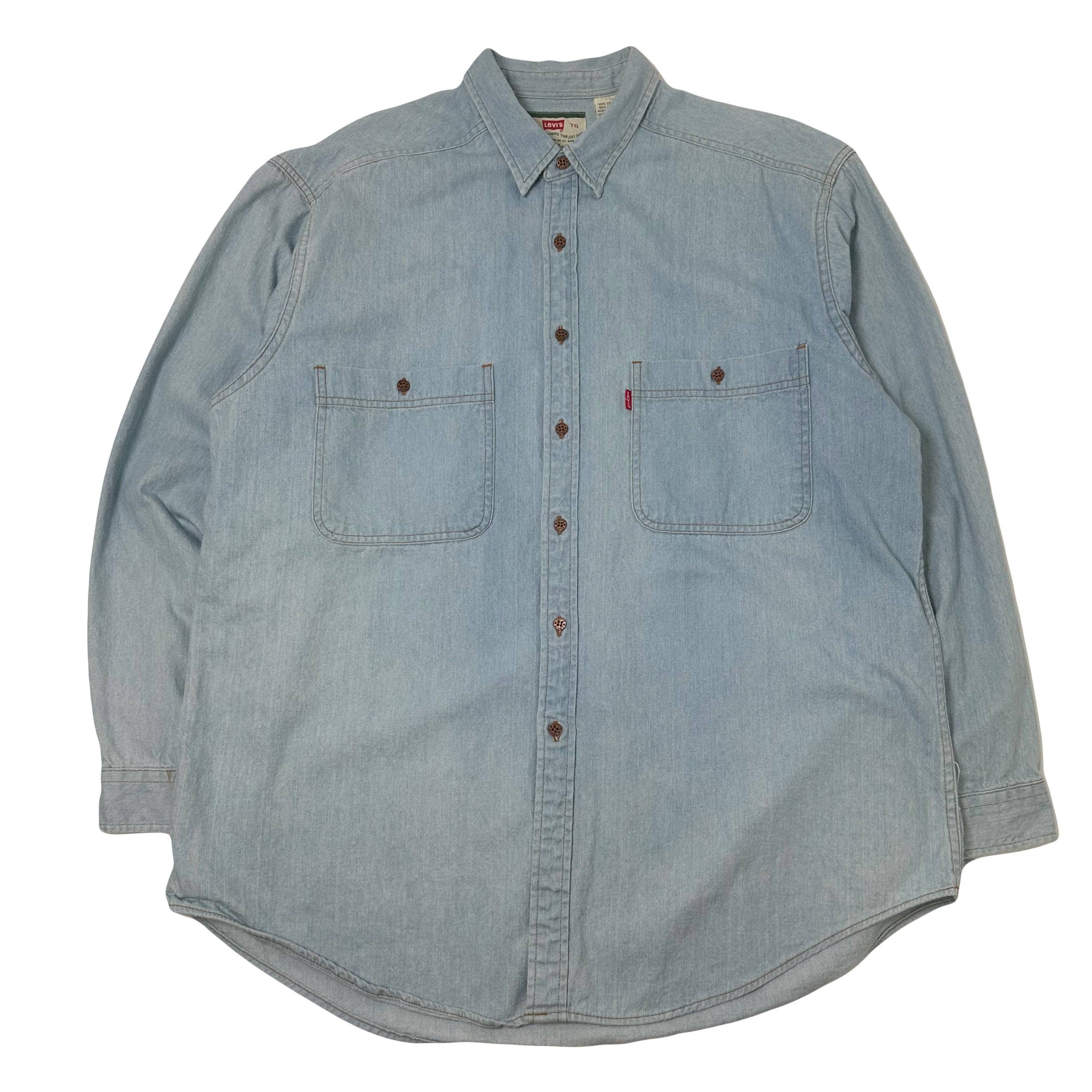 Vintage Levi's Light Wash Denim Button Up Shirt XL