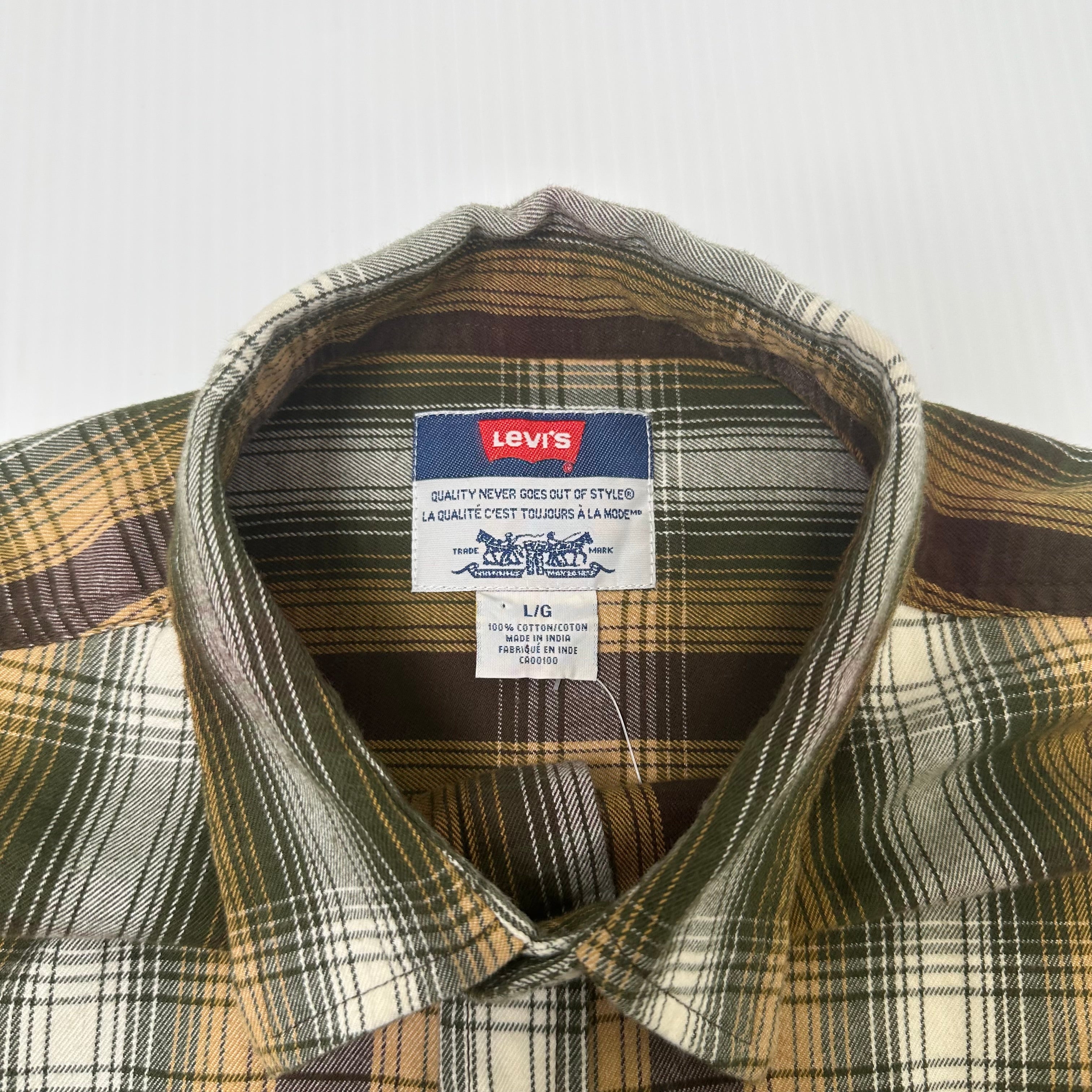 Vintage Levi's Plaid Orange Tab Button Up Shirt L