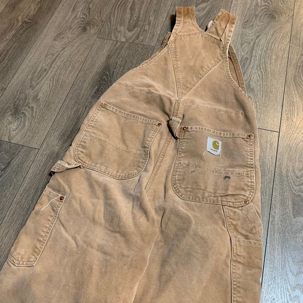 Vintage Faded Brown Carhartt Quilted Overalls 31x29
