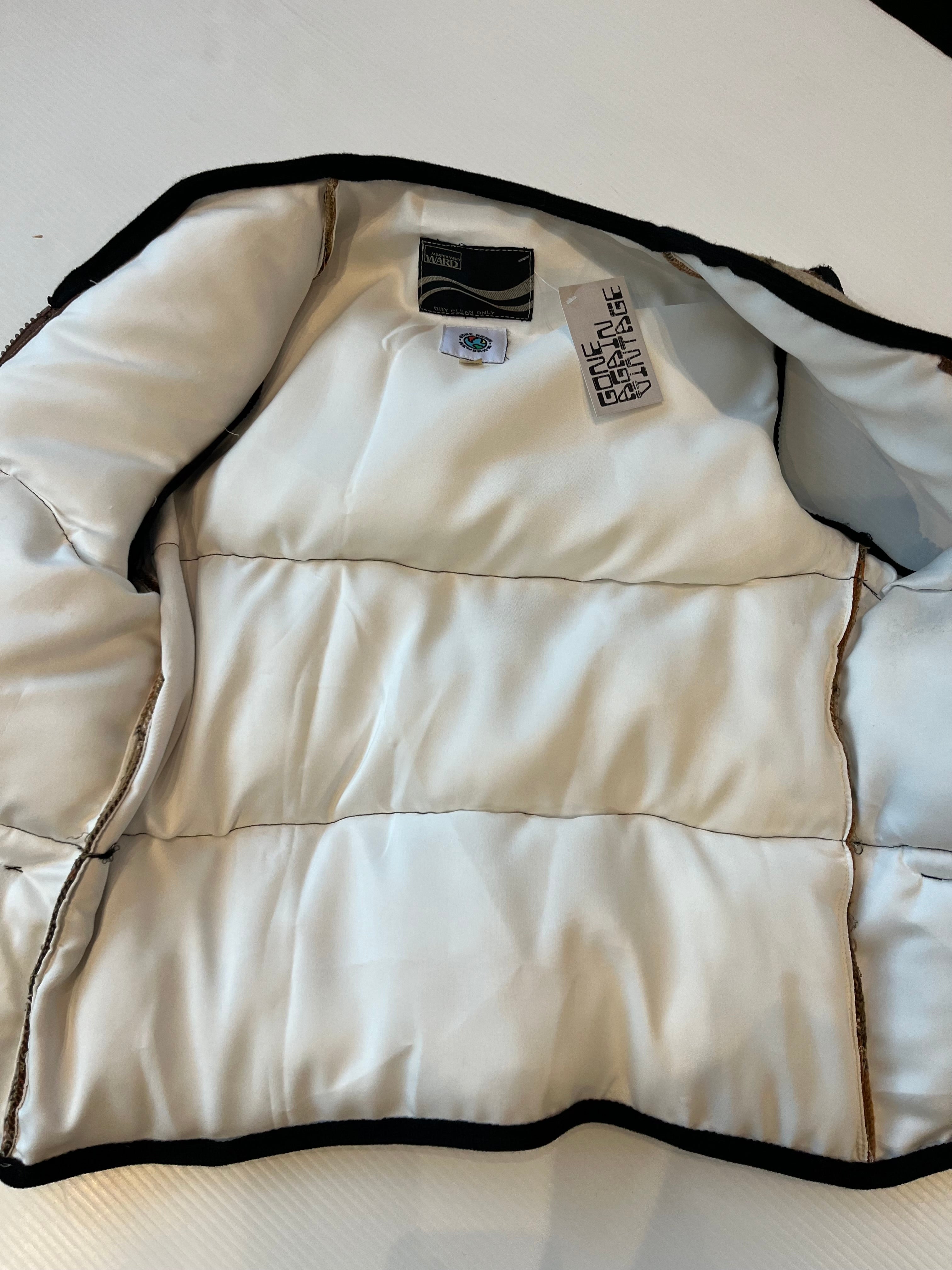 Rework Wool Plaid Puffer Vest S