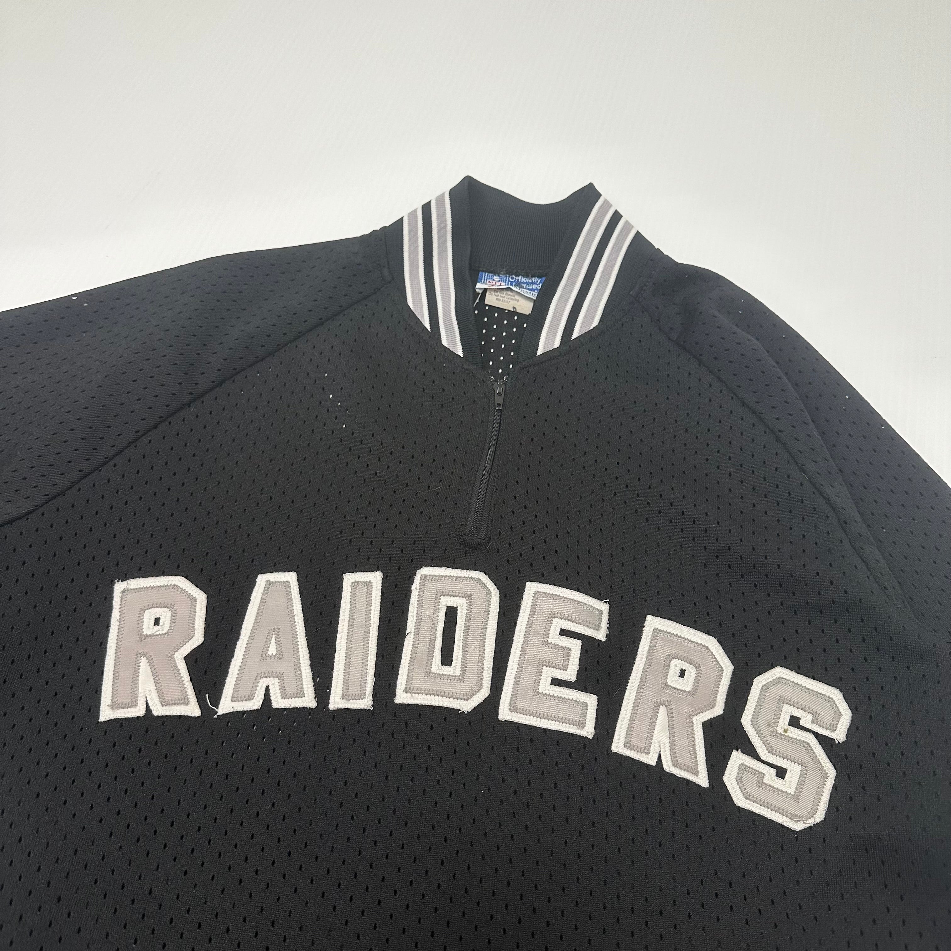 Vintage Majestic Oakland Raiders Mesh 1/4 Zip Jersey XL