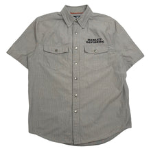 Load image into Gallery viewer, Harley Davidson Striped Short Sleeve Button Up M
