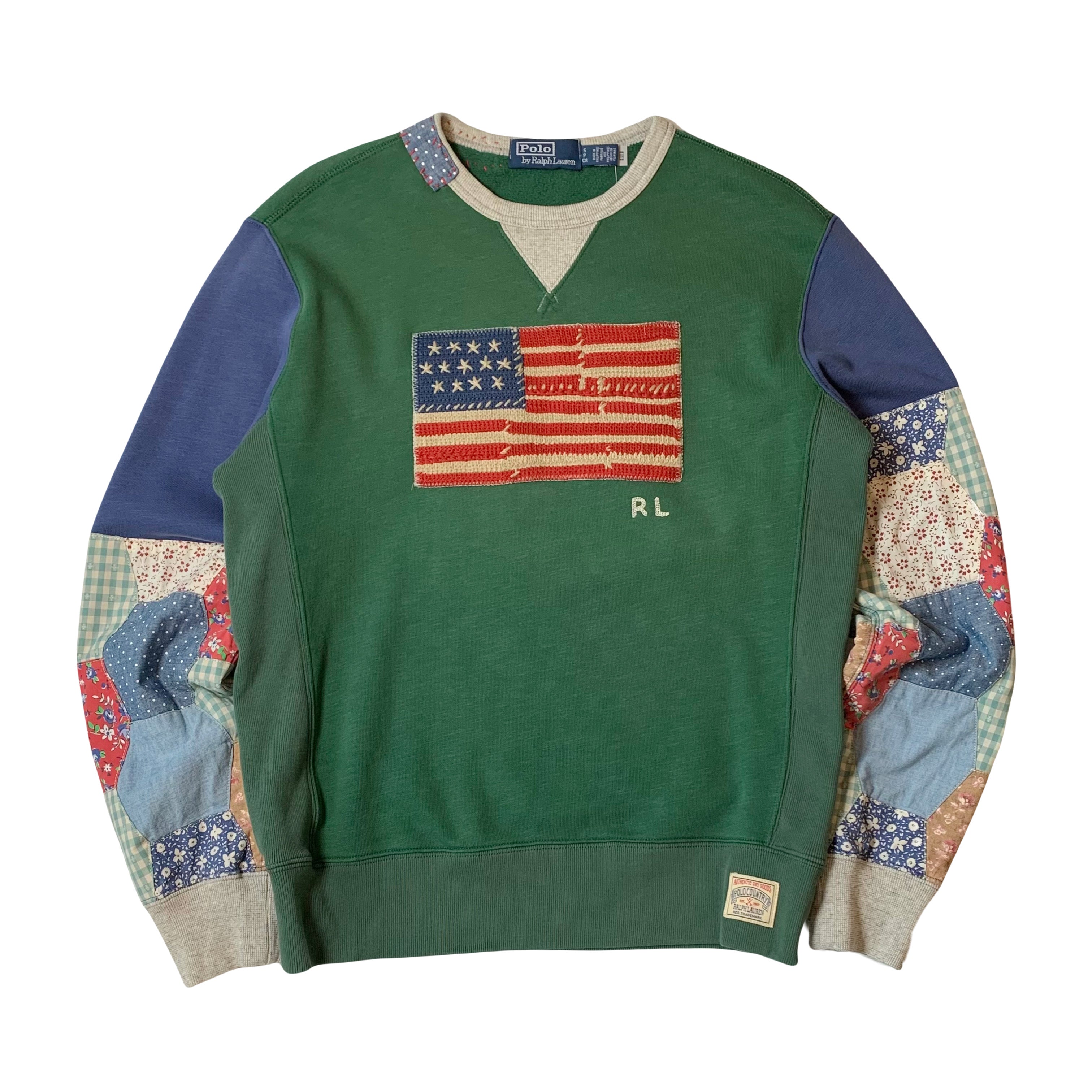 Polo Ralph Lauren Patchwork Sleeve Flag Crewneck S