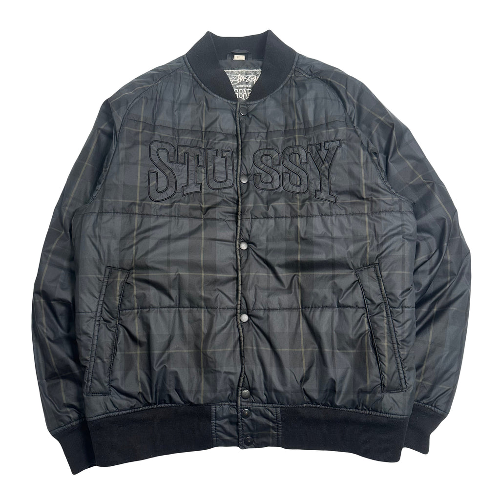 Stüssy Embroidered Logo Plaid Puffer Jacket L