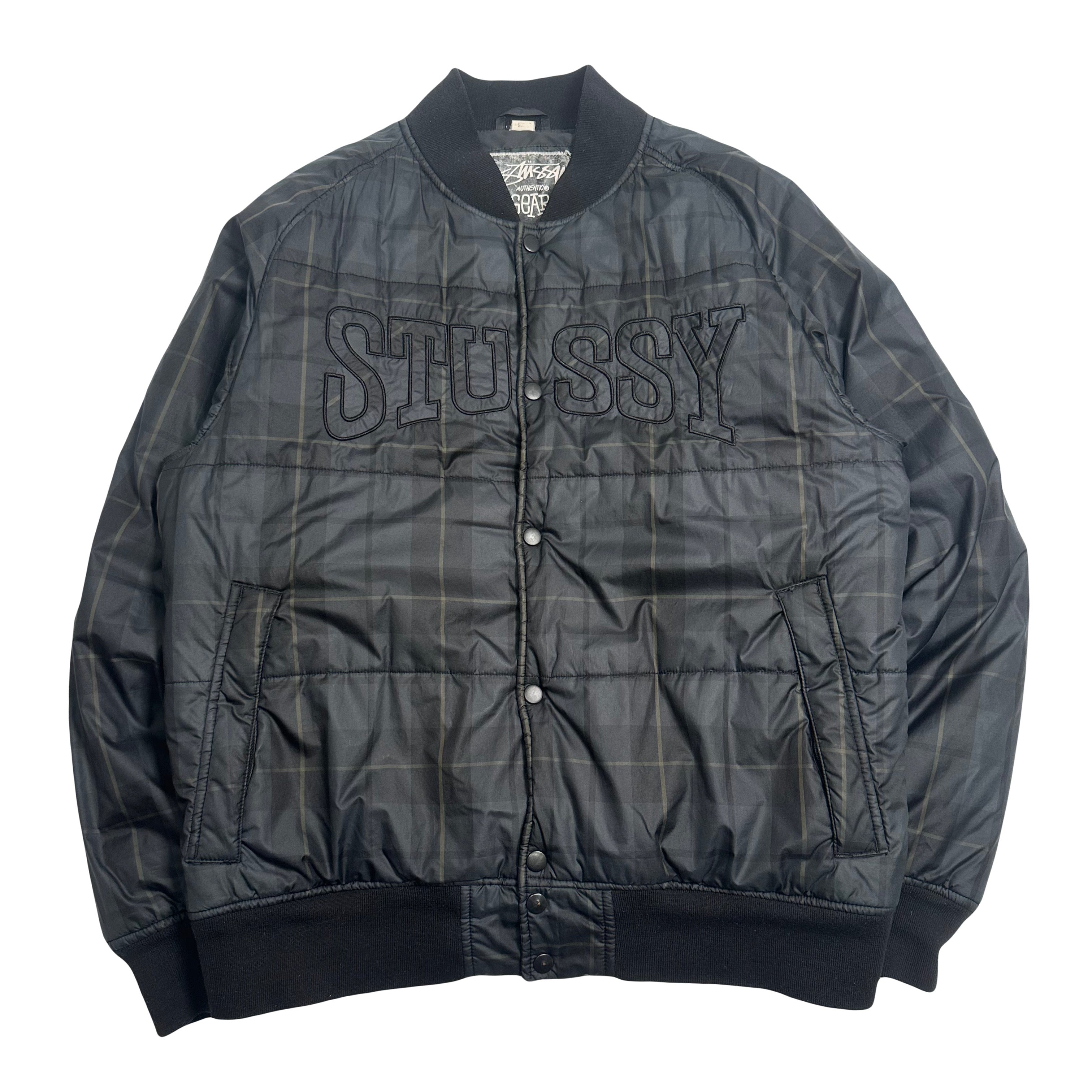 Stüssy Embroidered Logo Plaid Puffer Jacket L