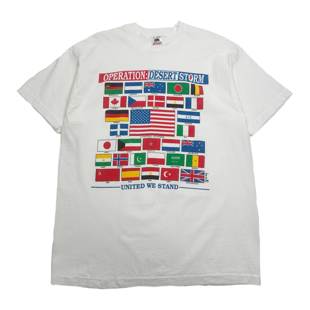 90s Operation Desert Storm United We Stand Flags Tee XL