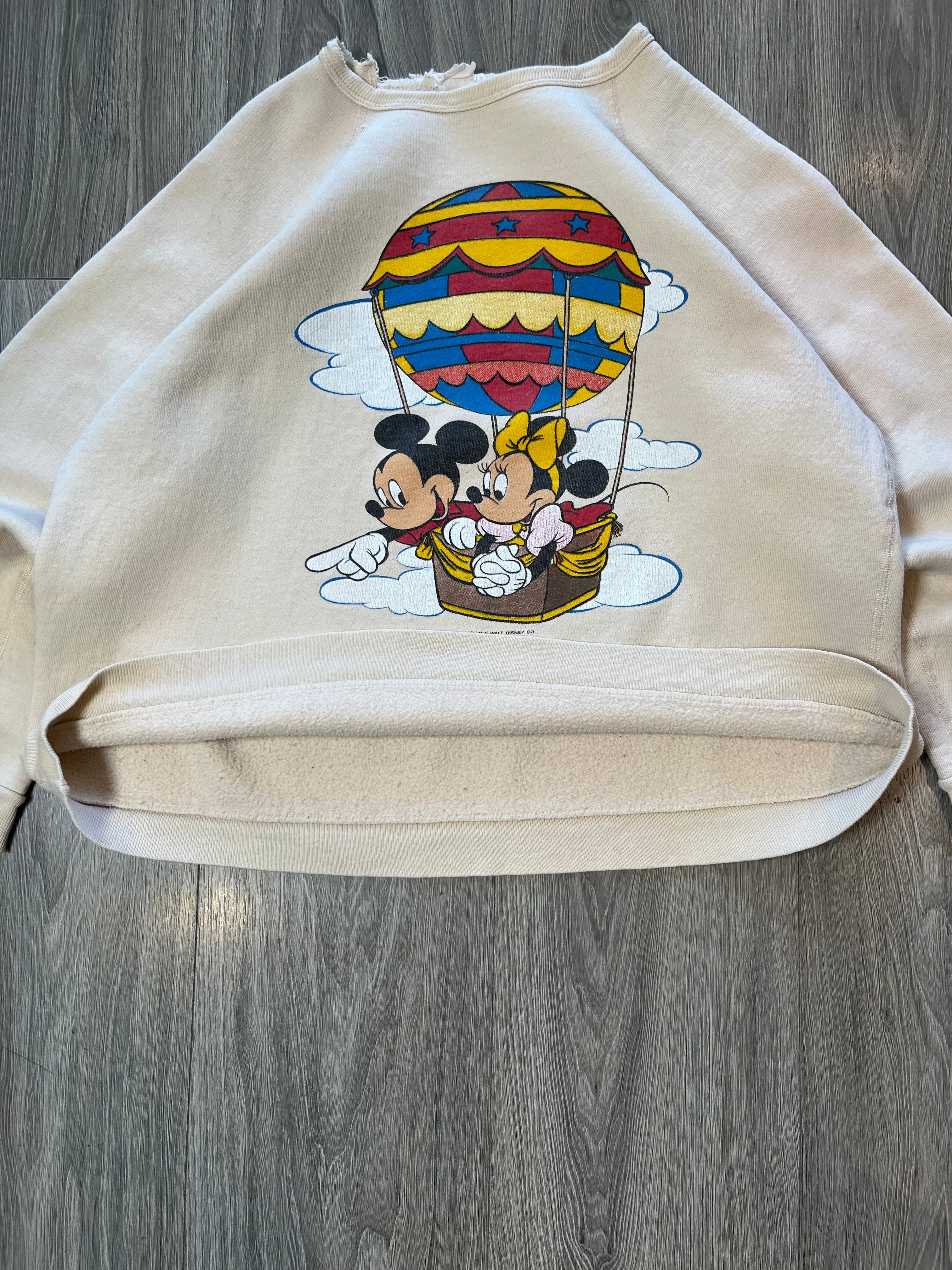 80s Walt Disney Mickey & Minnie Hot Air Balloon Crewneck S