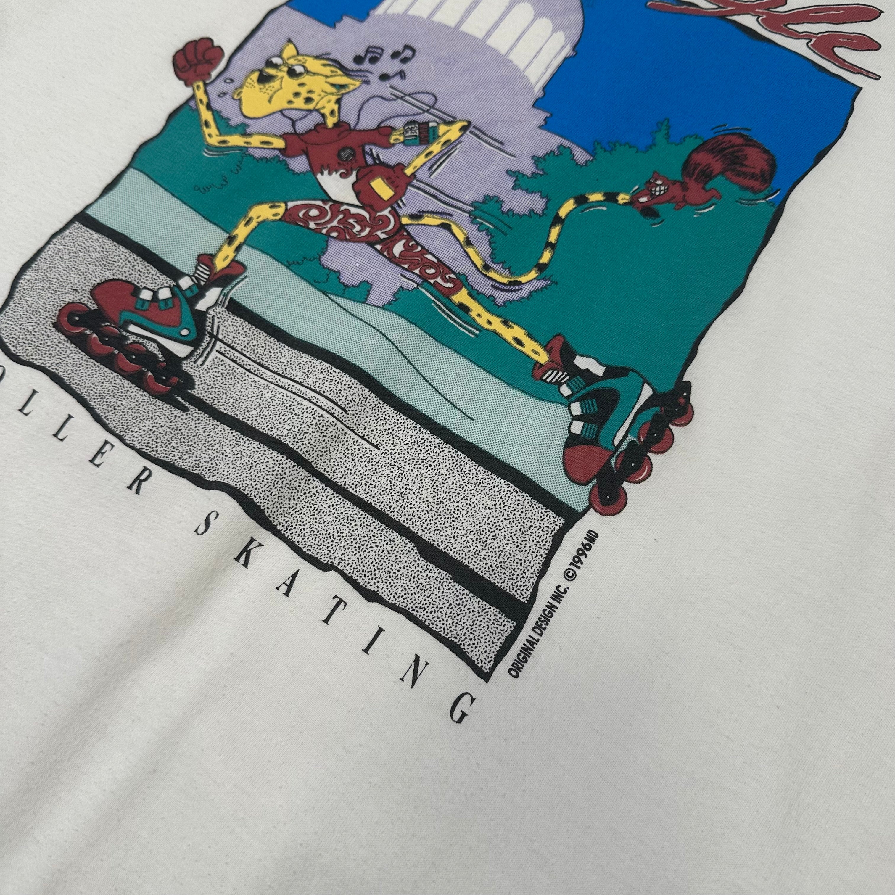 1996 Freestyle Roller Skating Cat Graphic Tee L