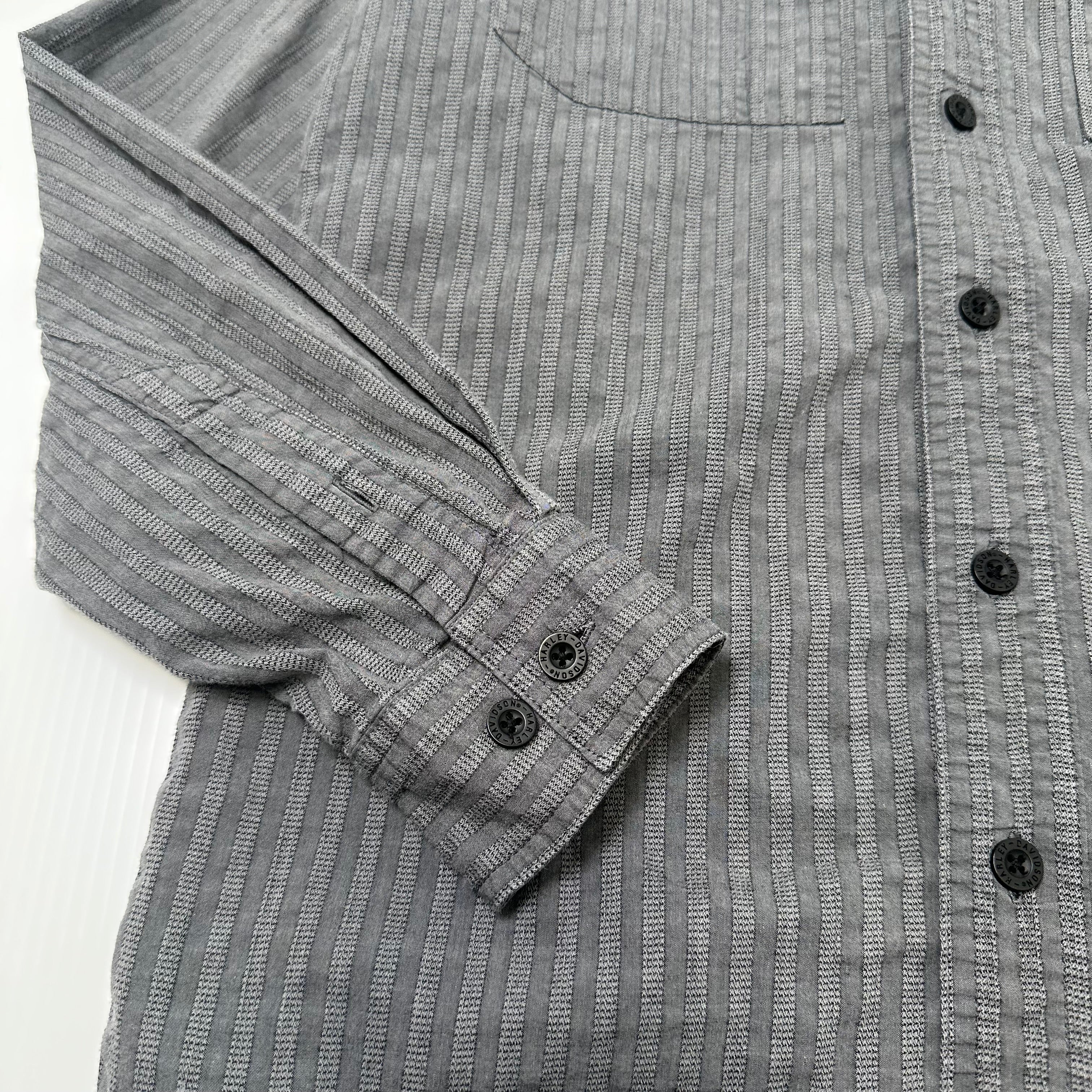 Harley Davidson Striped Button Up Shirt S