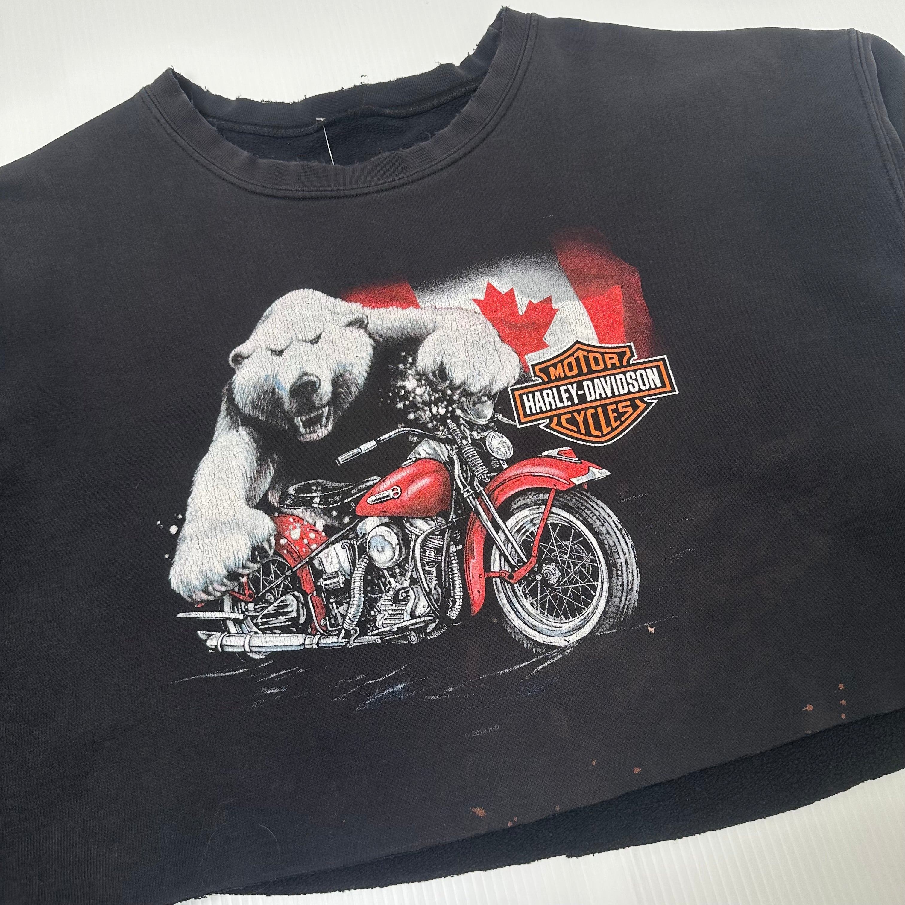 Harley Davidson Polar Bear Ontario Canada Cropped Crewneck XL