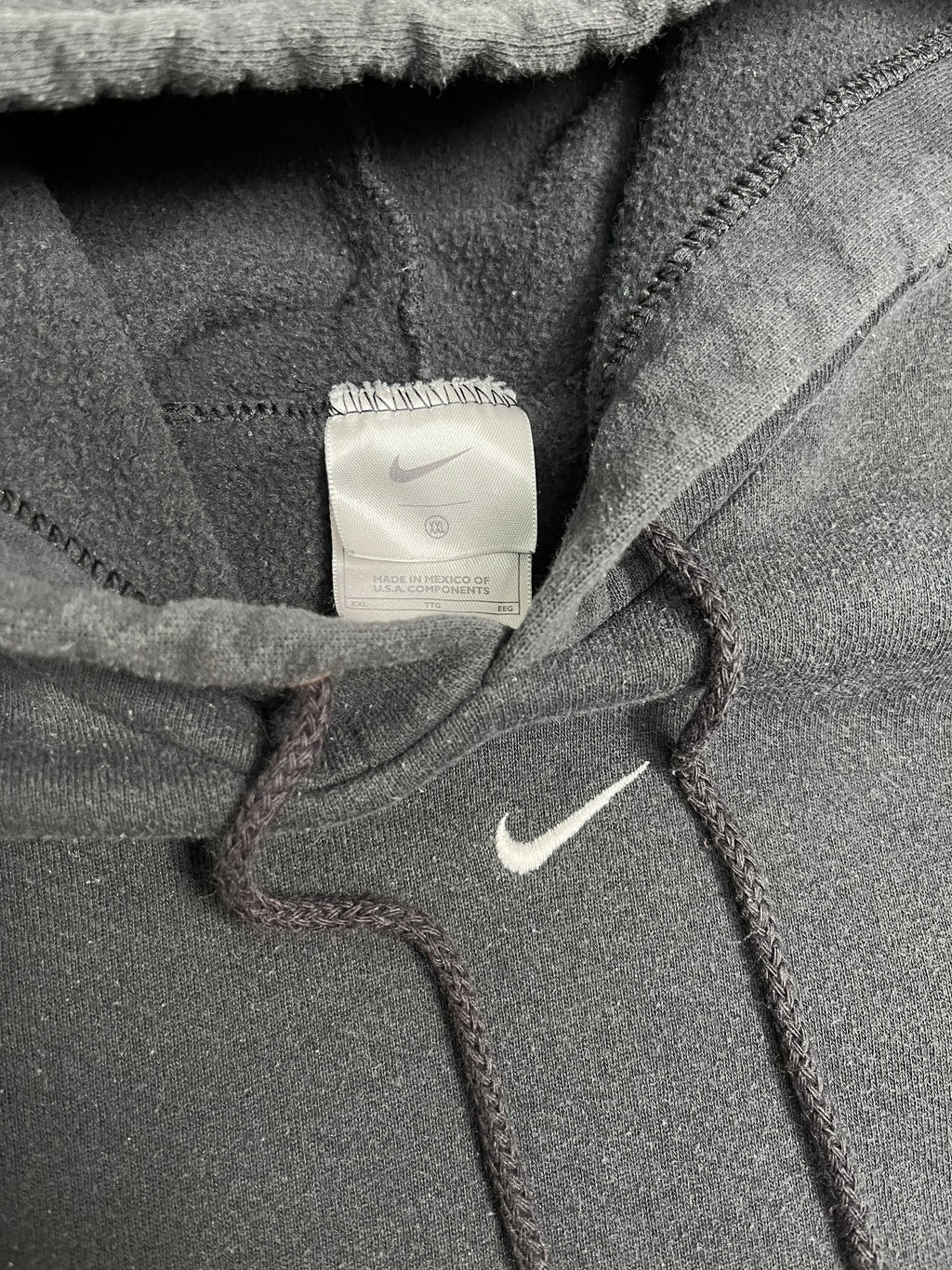 Y2K Nike Black Centre Swoosh Hoodie 2XL
