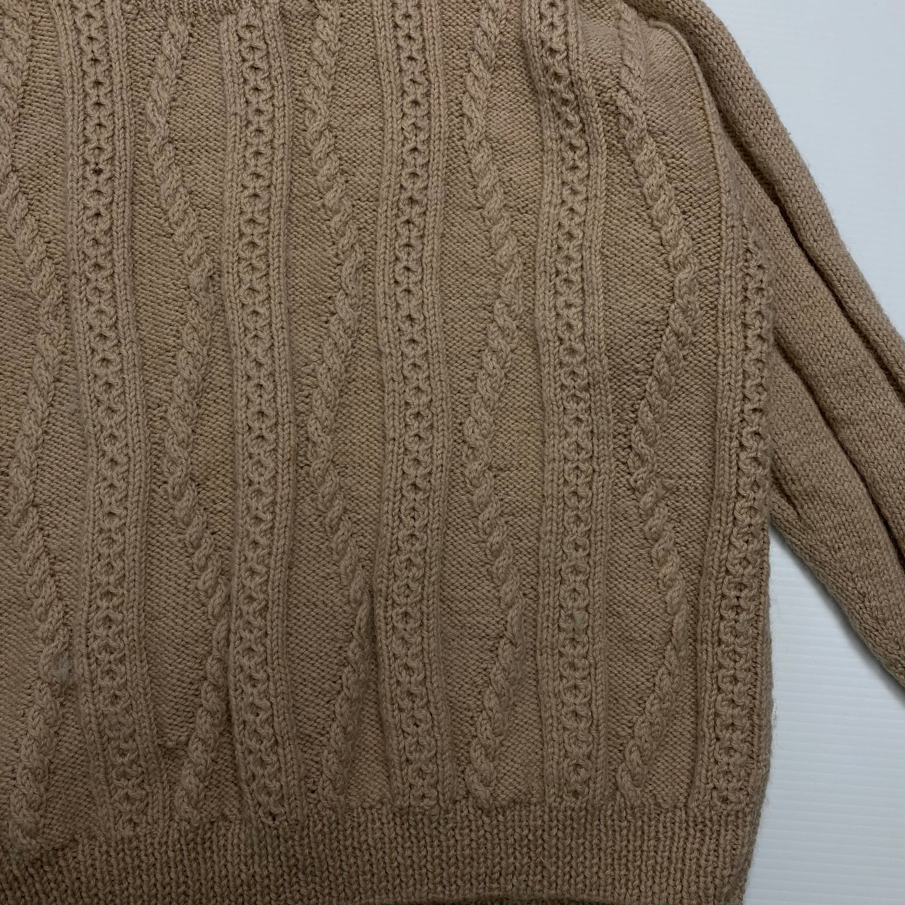 Beige Cable Knit Sweater Light Brown M