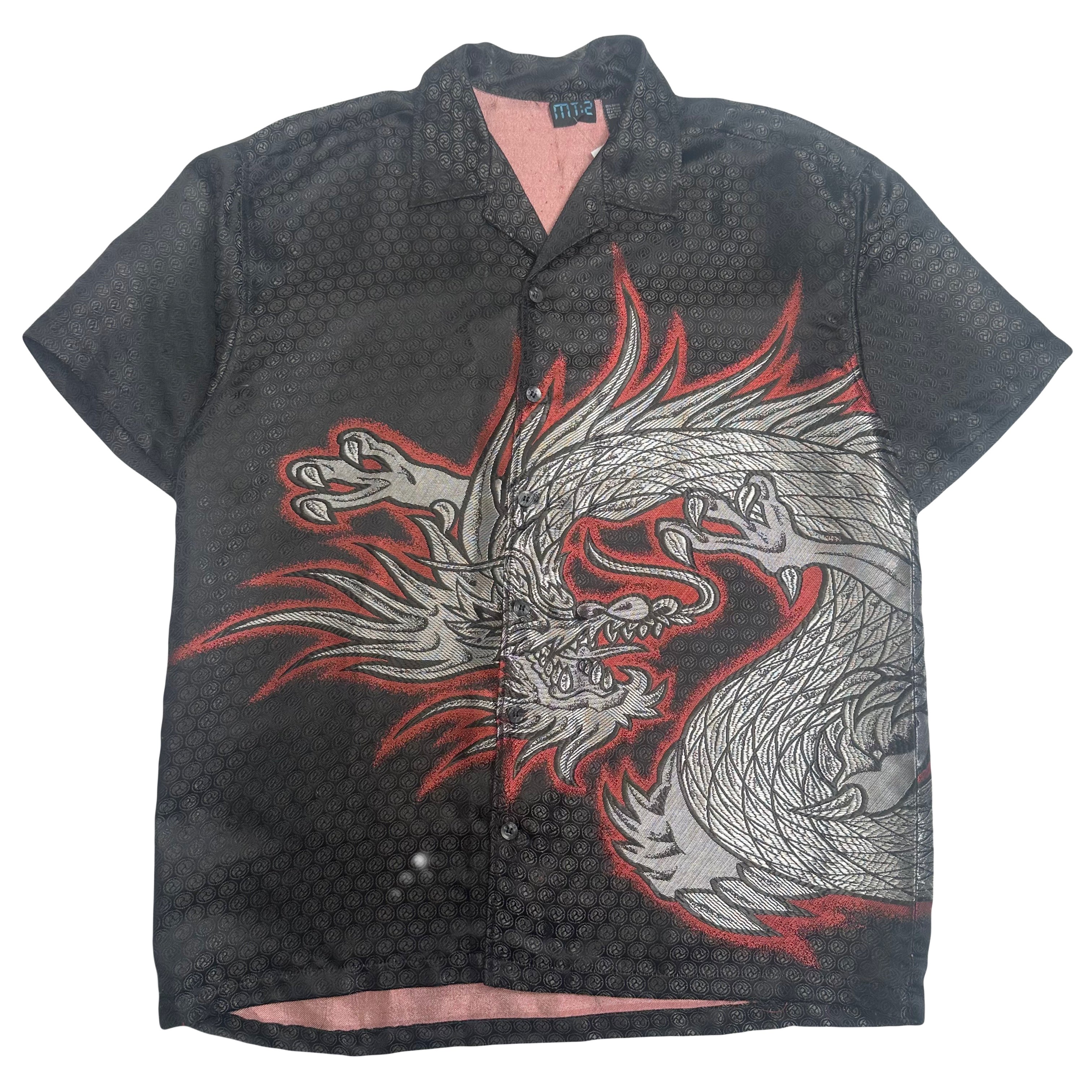 2001 MT:2 Dragon Short Sleeve Button Up Shirt XL